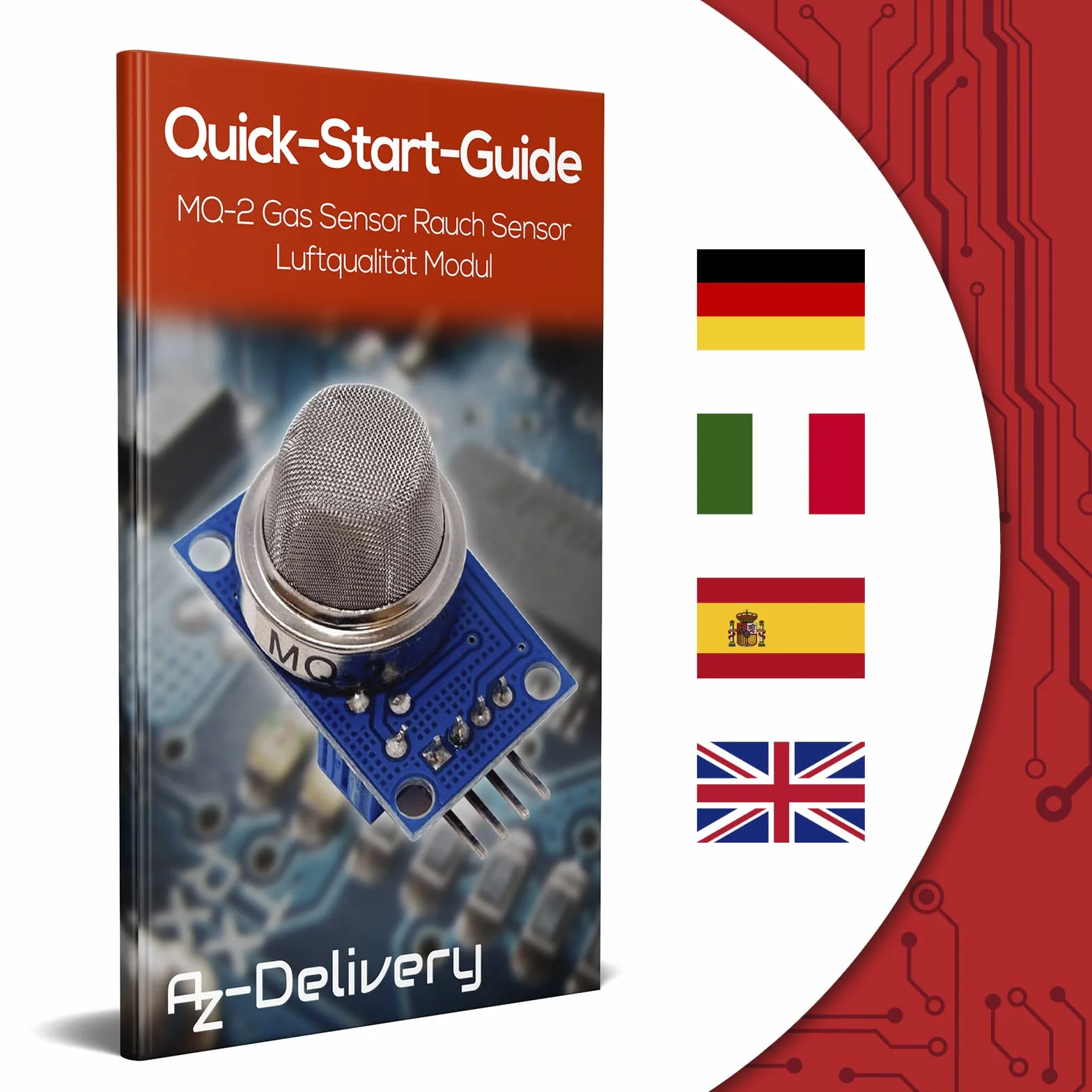 AZDelivery MQ-2 czujnik gazu dymu jakości powietrza moduł kompatybilny z Arduino Raspberry Pi
