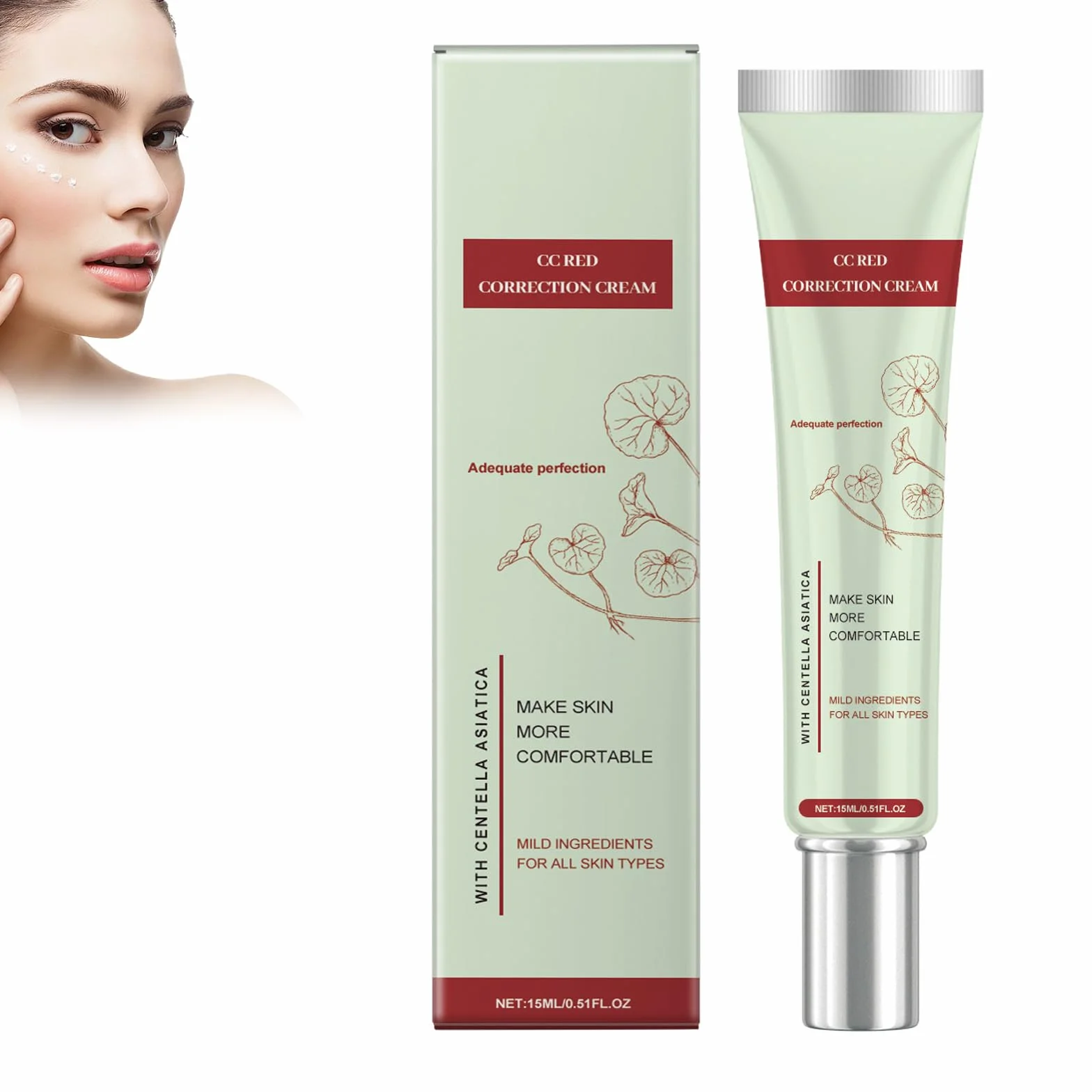 CC Cream Red Correct CC Cream, przyciemniony krem do twarzy z Centella Asiatica, krem korygujący kolor, nawilżający, poprawia cerę i nawilża