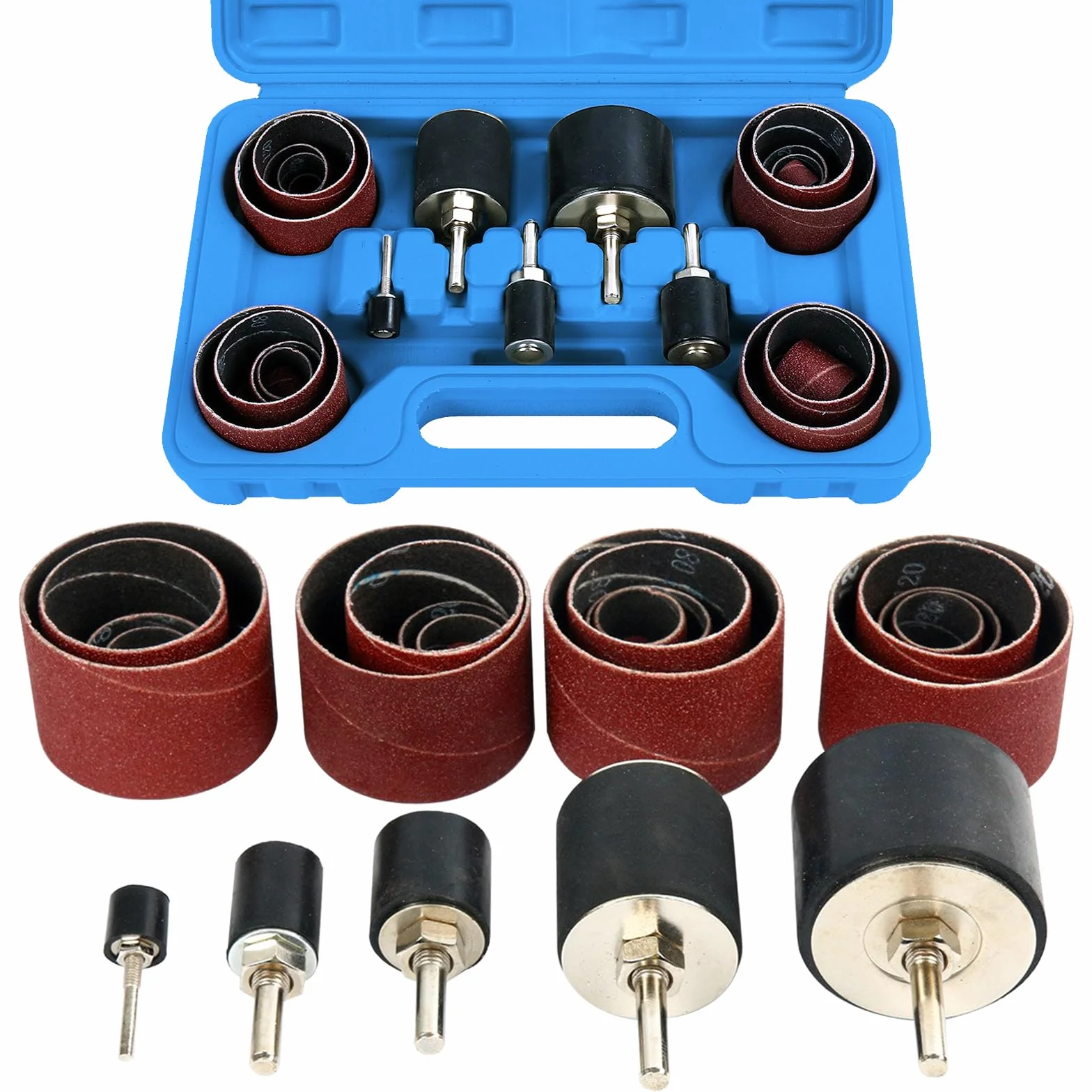 FreeTec Zestaw tulejek ściernych i wałków szlifierskich 80 120 ziarnistość 1/4" 1/8" wrzeciono