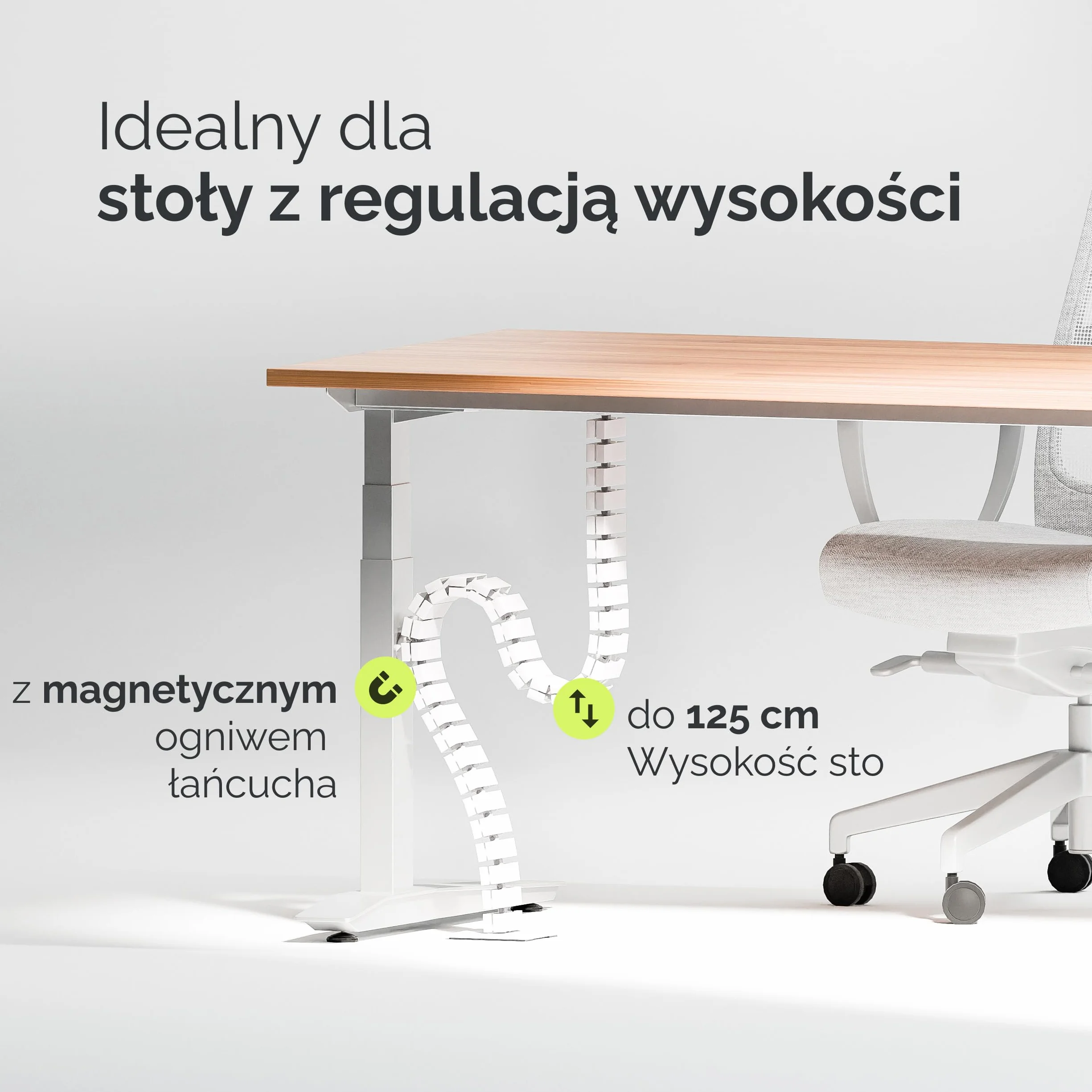 VALU prowadnik kabli 125 cm magnetyczny regulowany stalowa podstawa