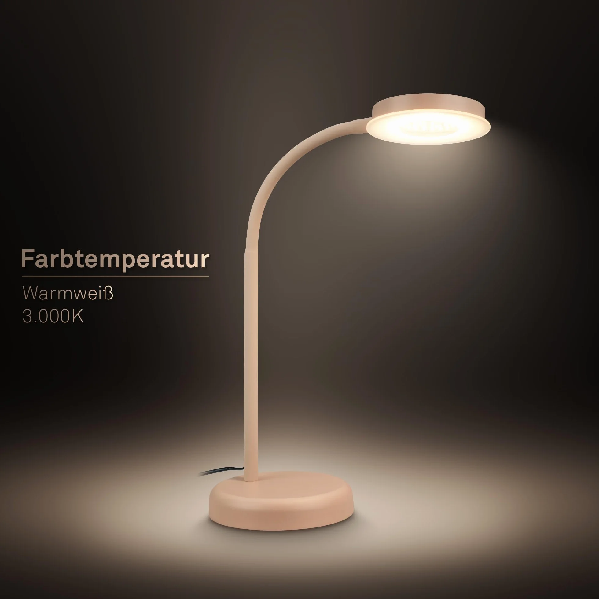 BRILONER Lampa biurkowa LED z dotykiem ściemniana obrotowa 13x55,5 cm beżowy
