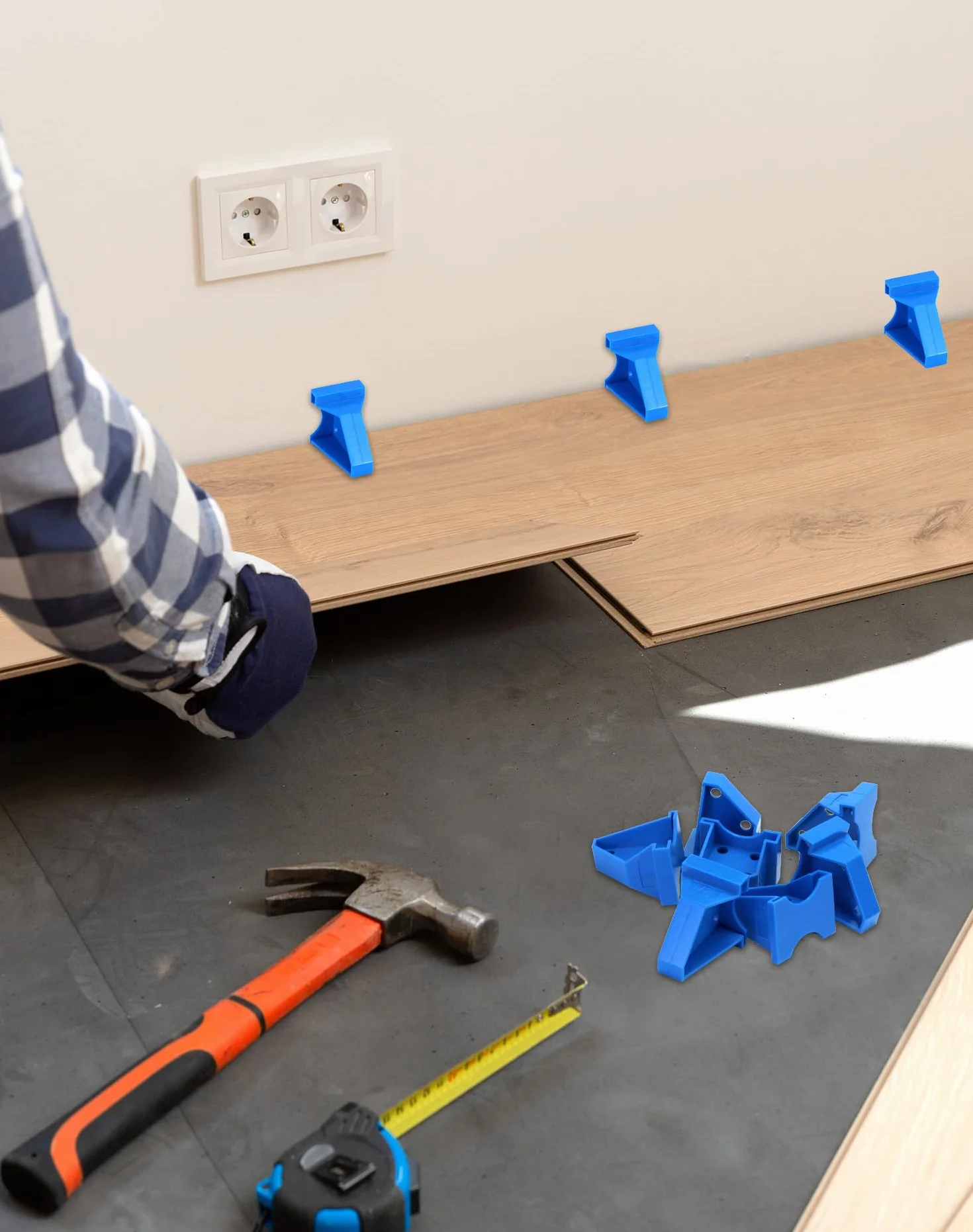 QWORK 20-częściowy zestaw podkładek dystansowych do parkietu i laminatu 1/4" 1/2" trójkątne