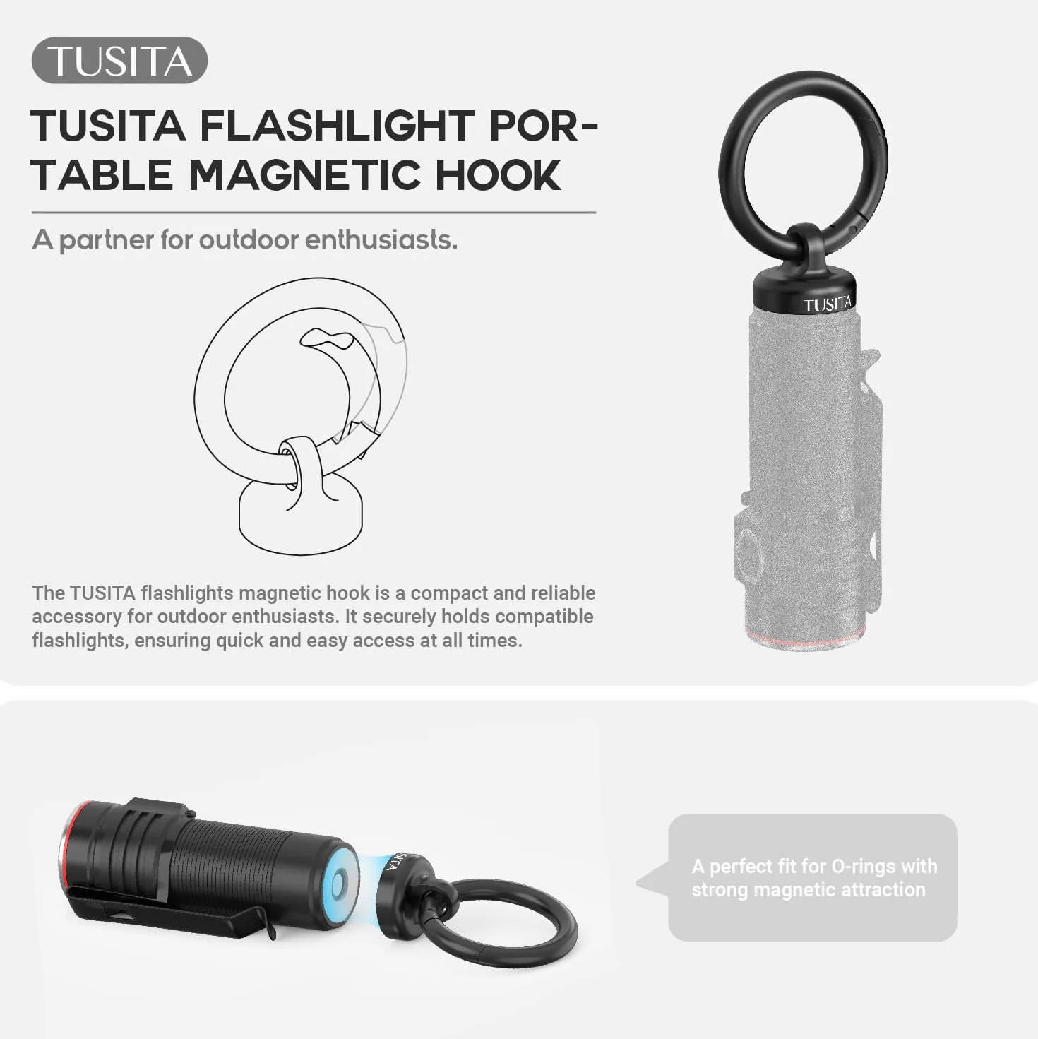 TUSITA Przenośny Haczyki Magnetyczne Kompatybilny z Olight NEBO Latarkami