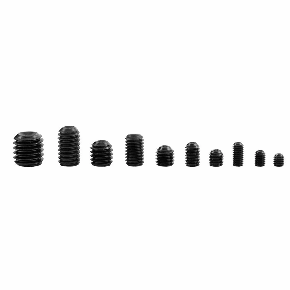 Madenschrauben Kopf Muttern DIN916 M3-M8 Schwarz Legiertem Stahl Hex Gewinde Cup Point Sortiment Kits