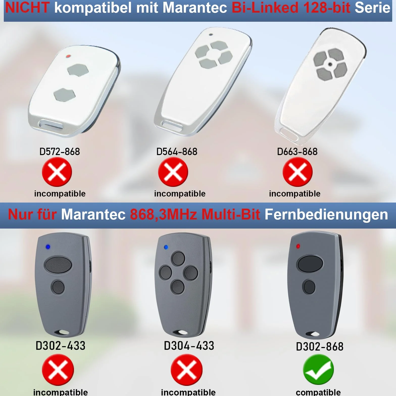 Marantec Digital 302 304 382 384 313 868,3 MHz Nadajnik Ręczny 2 sztuki do Drzwi Garażowych