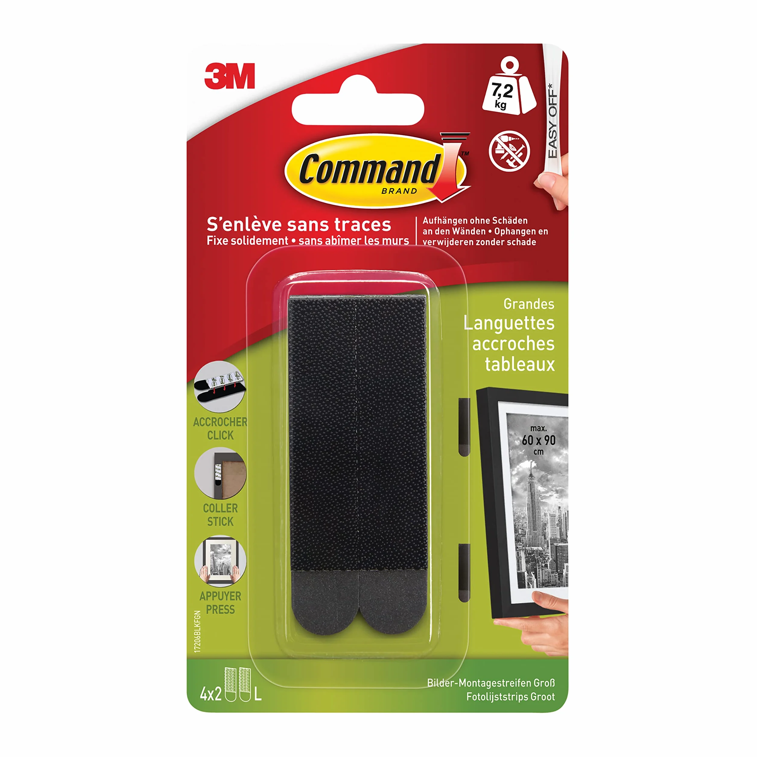 Command 17206BLK Paski Montażowe Czarny 4x 2L