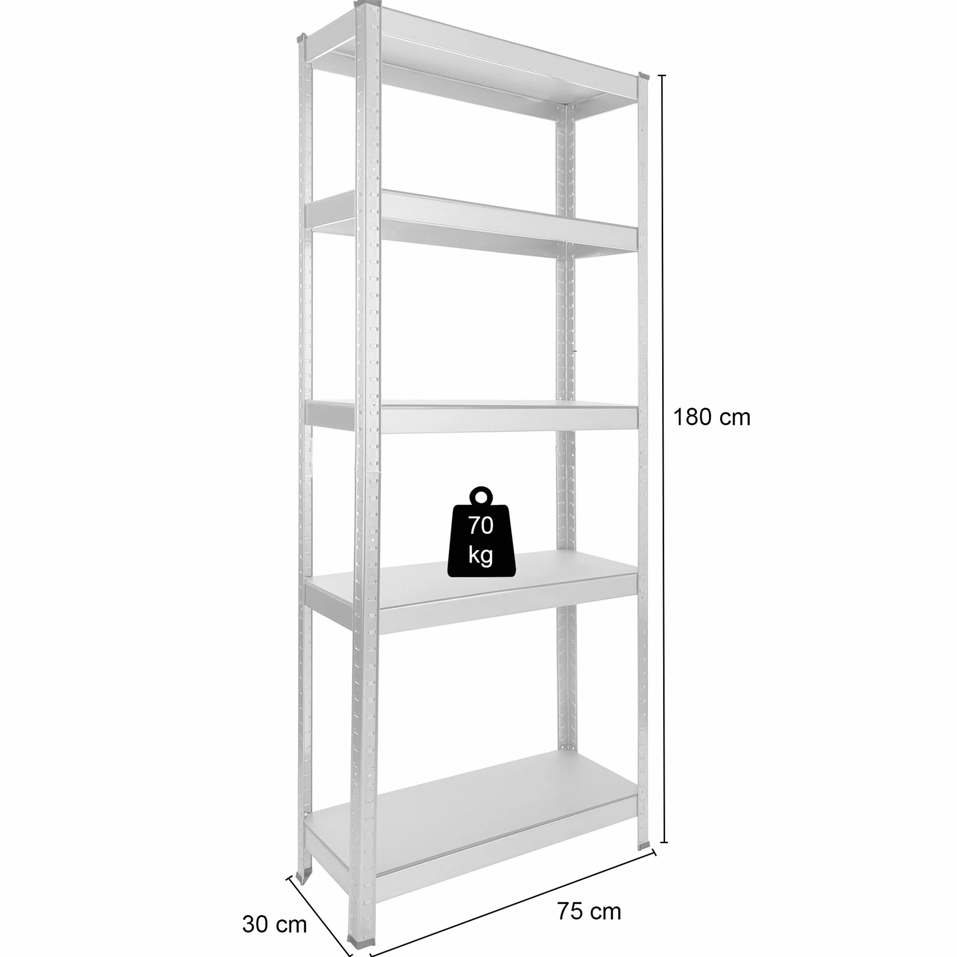 Arebos Regał do dużych obciążeń 180x75x30cm 5 paneli MDF 350kg Zestaw 2