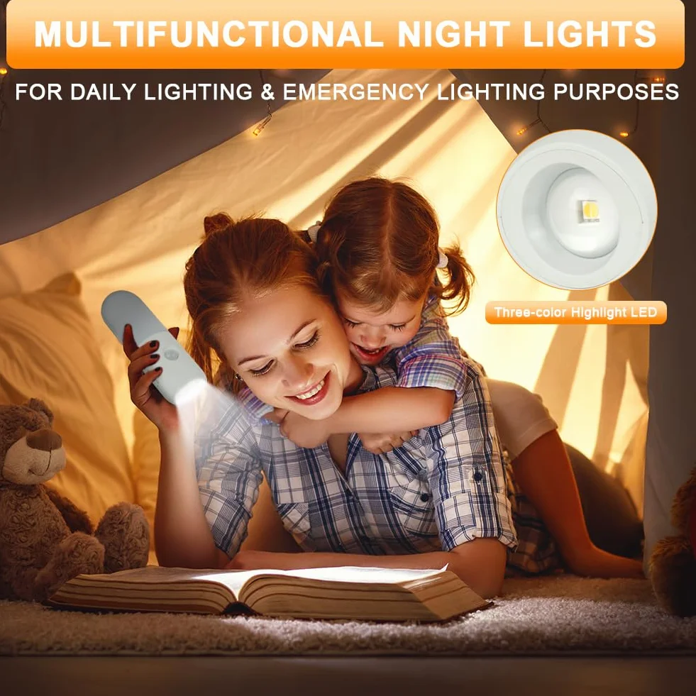 HOTUT Lampka nocna LED z czujnikiem ruchu USB, 3 temperatury barwowe, ściemniana, magnetyczna