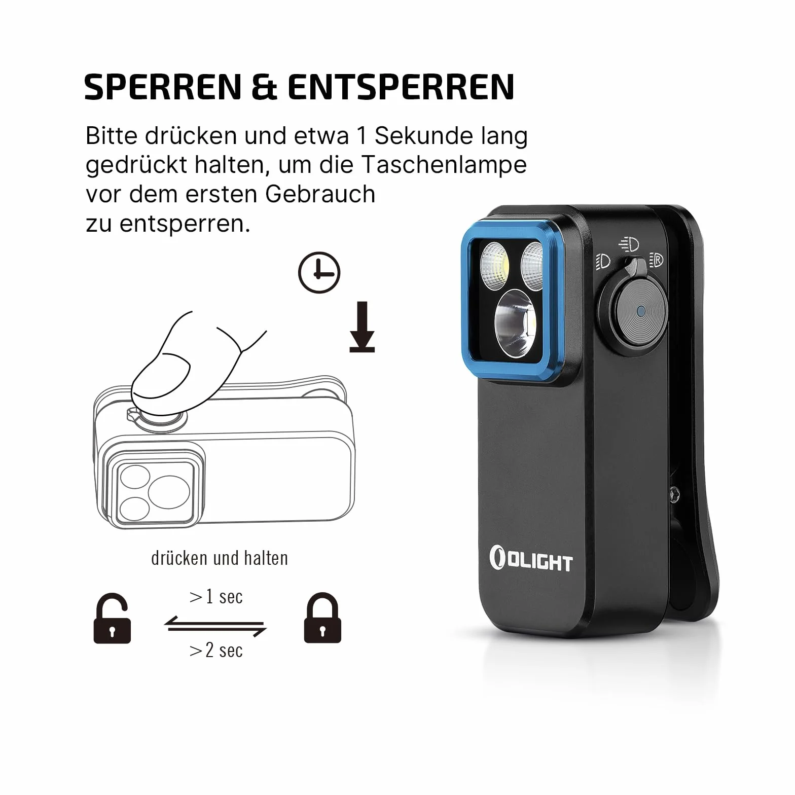 OLIGHT Oclip Pro Mini latarka LED 500 LM USB-C IPX10 z reflektorem czerwonym światłem