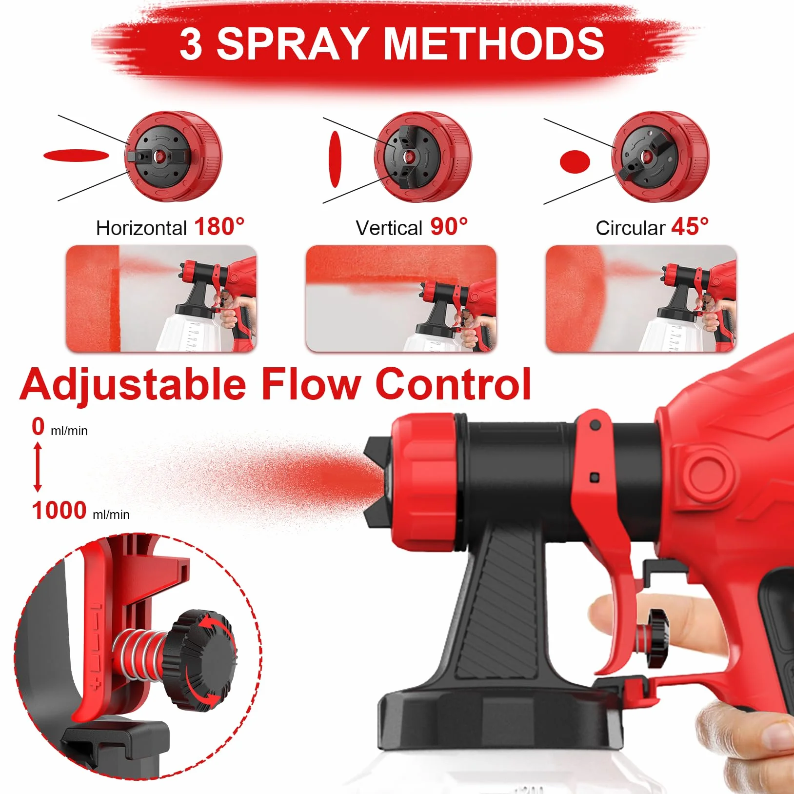 Pistolet do malowania 650 W 1200 ml 4 dysze 3 tryby