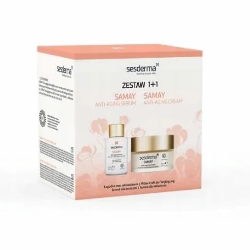 Sesderma Zestaw bożonarodzeniowy: krem przeciw starzeniu się skóry Samay 50 ml i serum 30 ml – do skóry wrażliwej z widocznymi oznakami starzenia się skóry