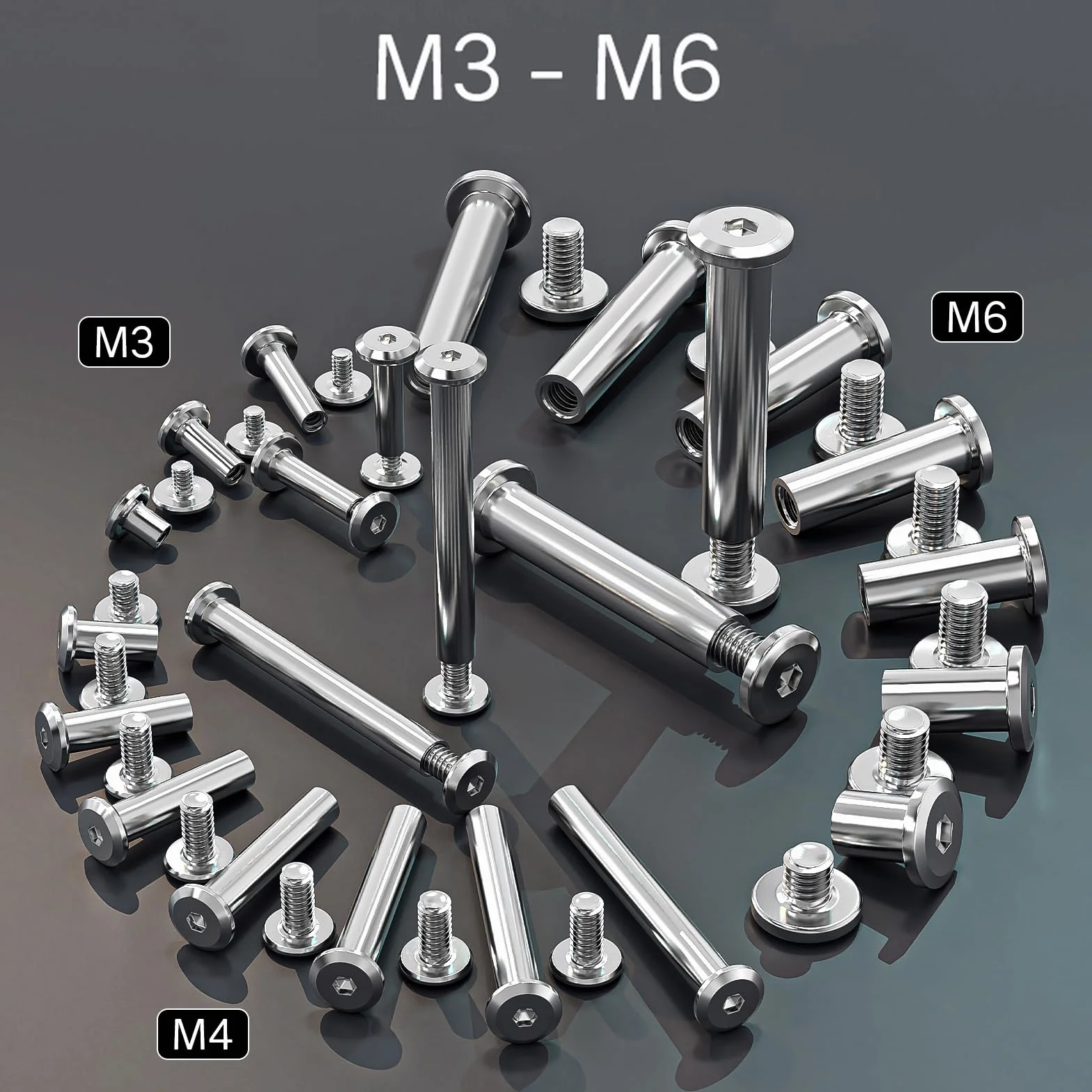 Łączniki Meblowe M3x15 Stal Nierdzewna A2 V2A 10 Sztuk