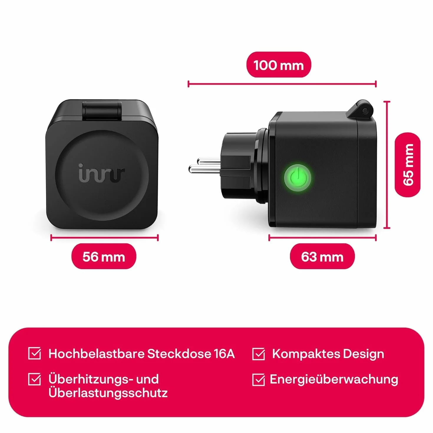Innr Inteligentne Gniazdko Zewnętrzne Zigbee, Kompatybilne z Hue* i Alexą, Smart Plug do Użytku na Zewnątrz, Repeater Zigbee, Wodoodporne IP54-1 Sztuka