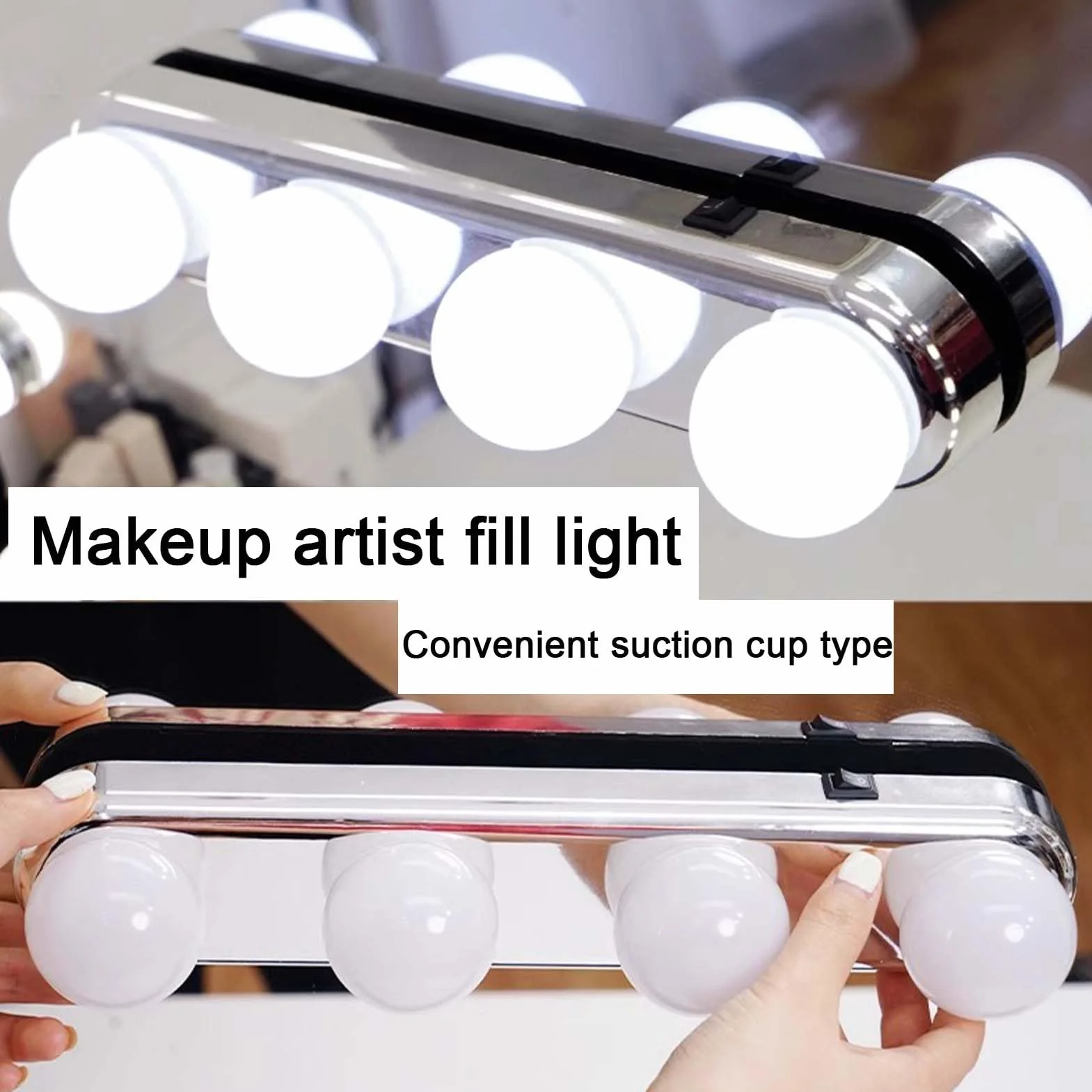 Światła do makijażu LED 4 żarówki regulowane temperatura barwowa Vanity Lights oświetlenie łazienkowe