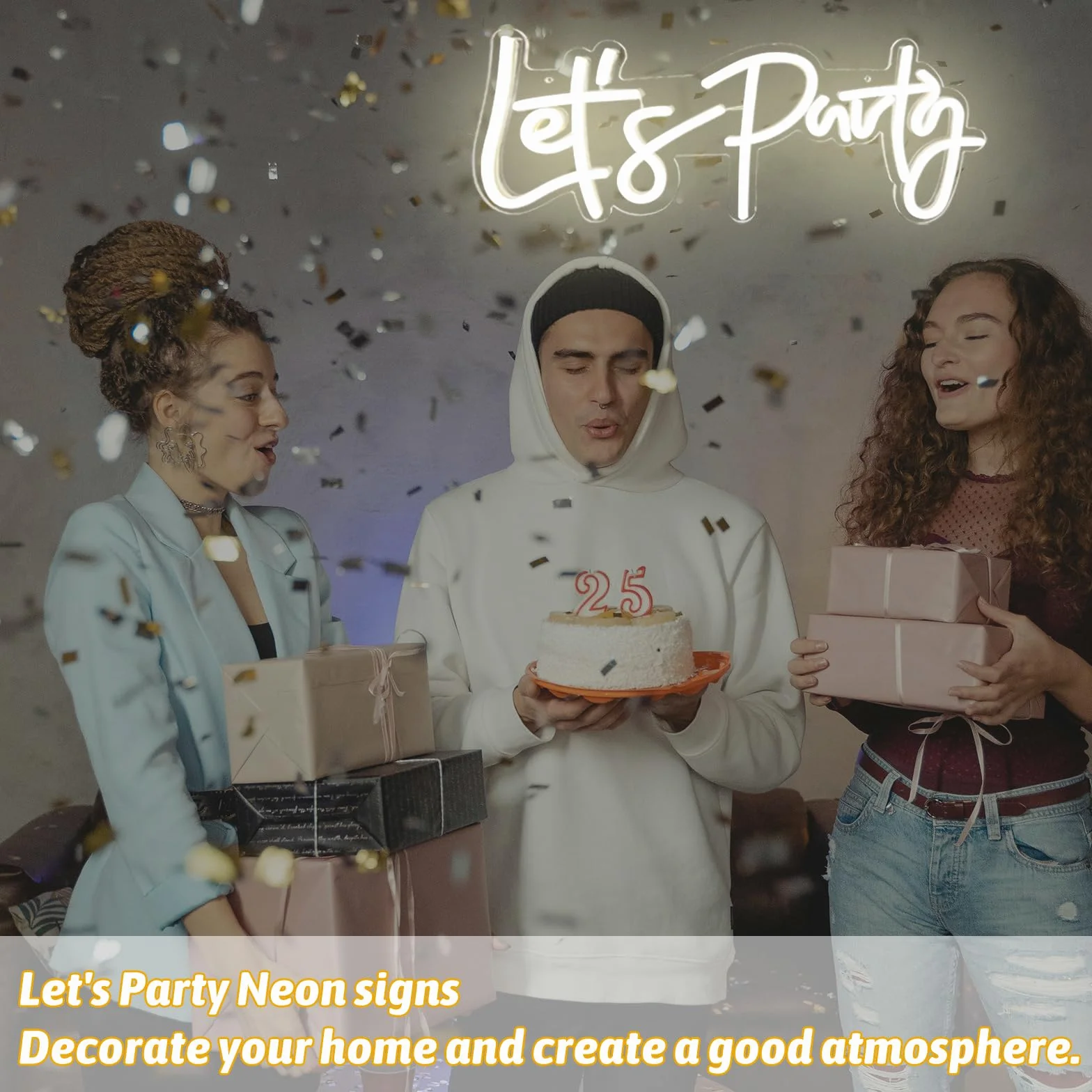 Let's Party neonowy znak świetlny LED dekoracja ścienna