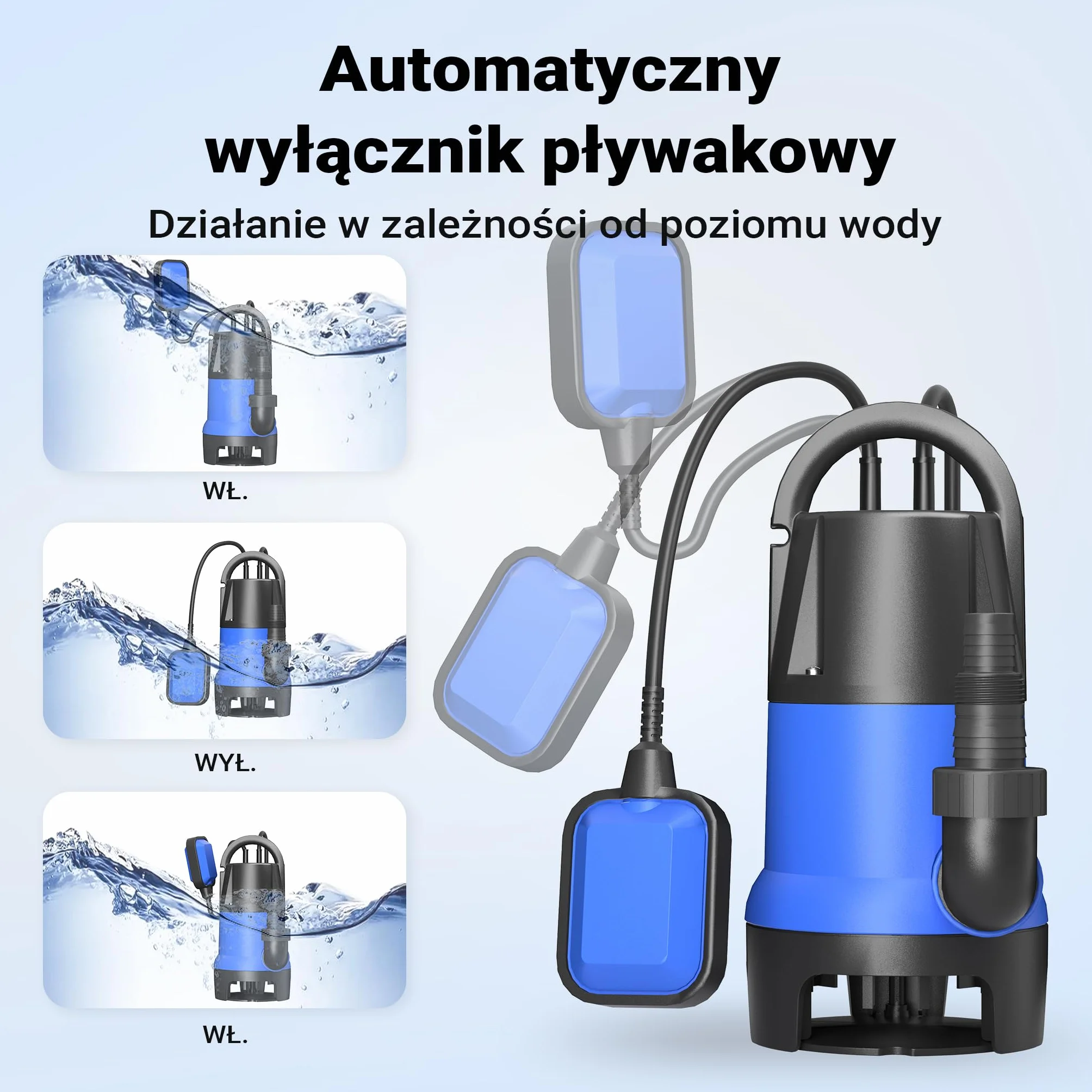 Pompa zanurzeniowa do brudnej wody 550 W 10500 l/h pompa głębinowa ogrodowa do studni