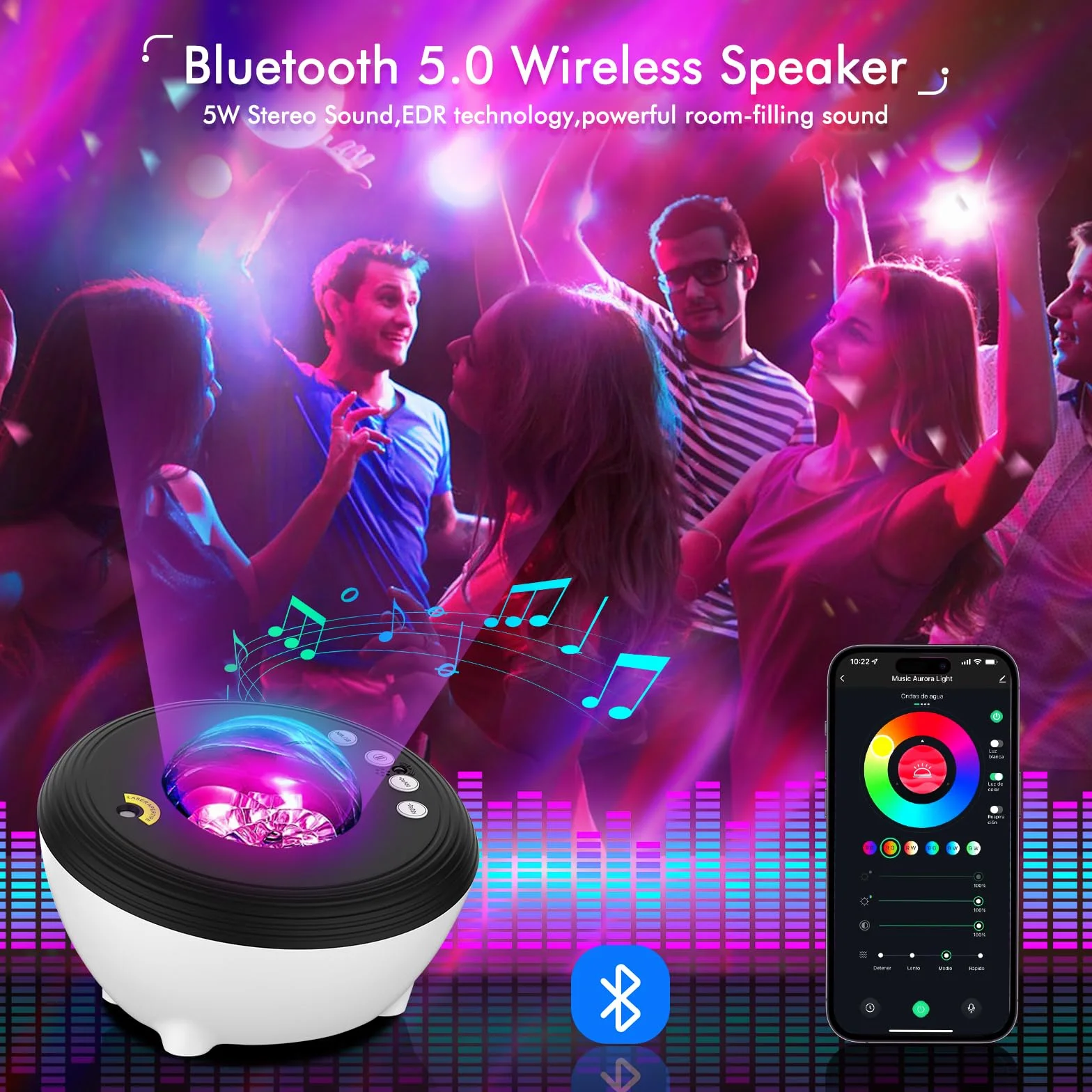 Projektor zorzy polarnej Smart WiFi 48-kolorowa galaktyka lampka nocna dla dzieci z głośnikiem muzycznym pilotem aplikacją sterowaniem głosowym kompatybilny z Alexą