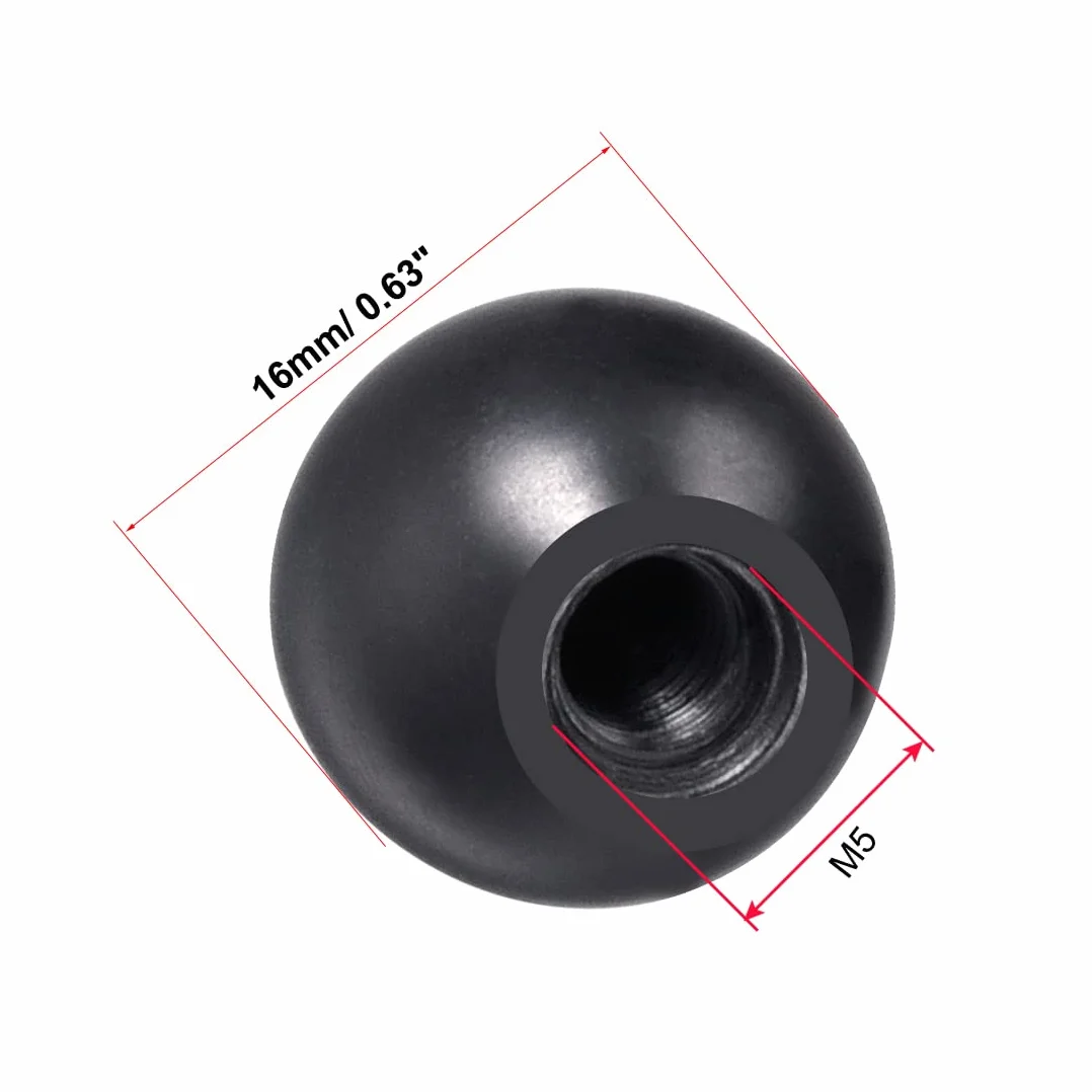 Duroplast gałka kulowa M5 gwint wewnętrzny uchwyt 16 mm czarny 4 szt.