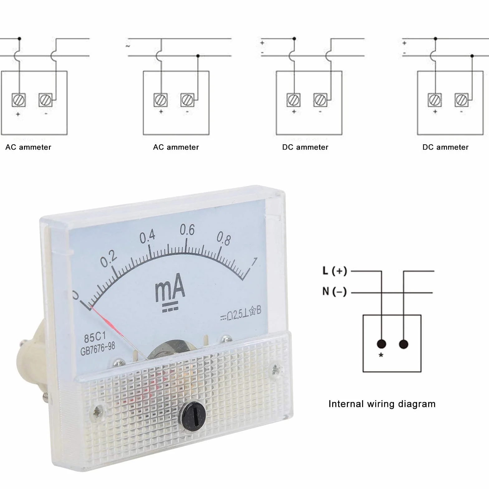 Amperomierz Analogowy 85C1 DC 0~1MA Miernik Prądu Stałego