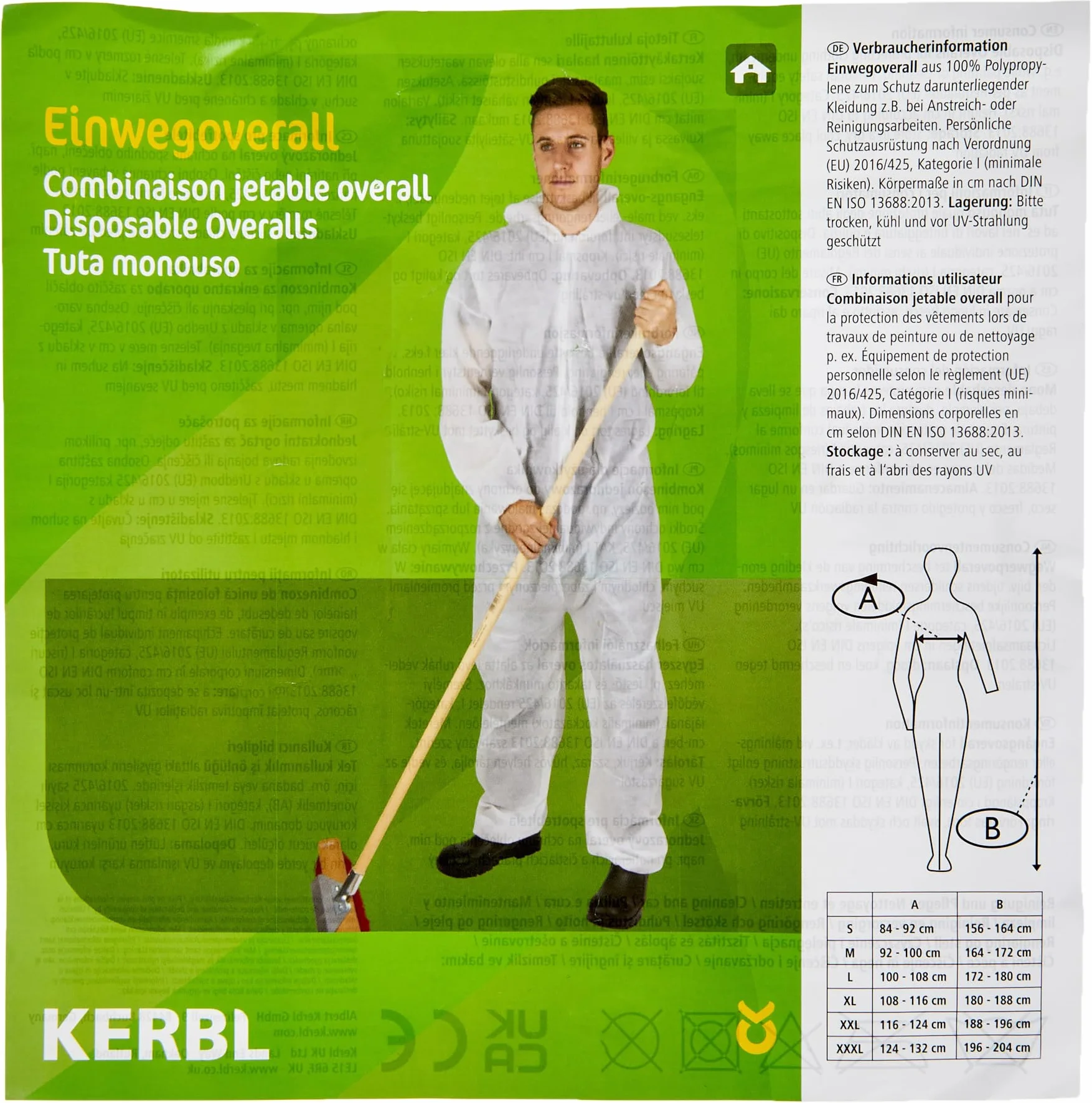 Kerbl 3408 Kombinezon jednorazowy polipropylenowy biały L