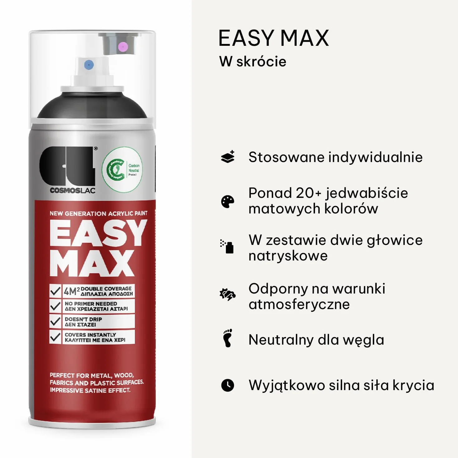 CL COSMOS LAC Lakier w sprayu matowy o dużej sile krycia – puszki aerozolowe "zrób to sam" – farba w sprayu akrylowa w sprayu (czarny, matowy)