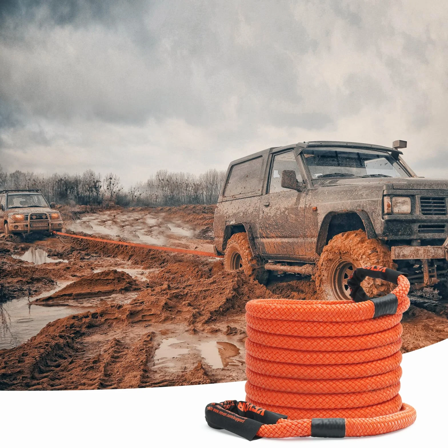 VEVOR 25 mm x 9 m lina holownicza 17237 kg, pas holowniczy offroad