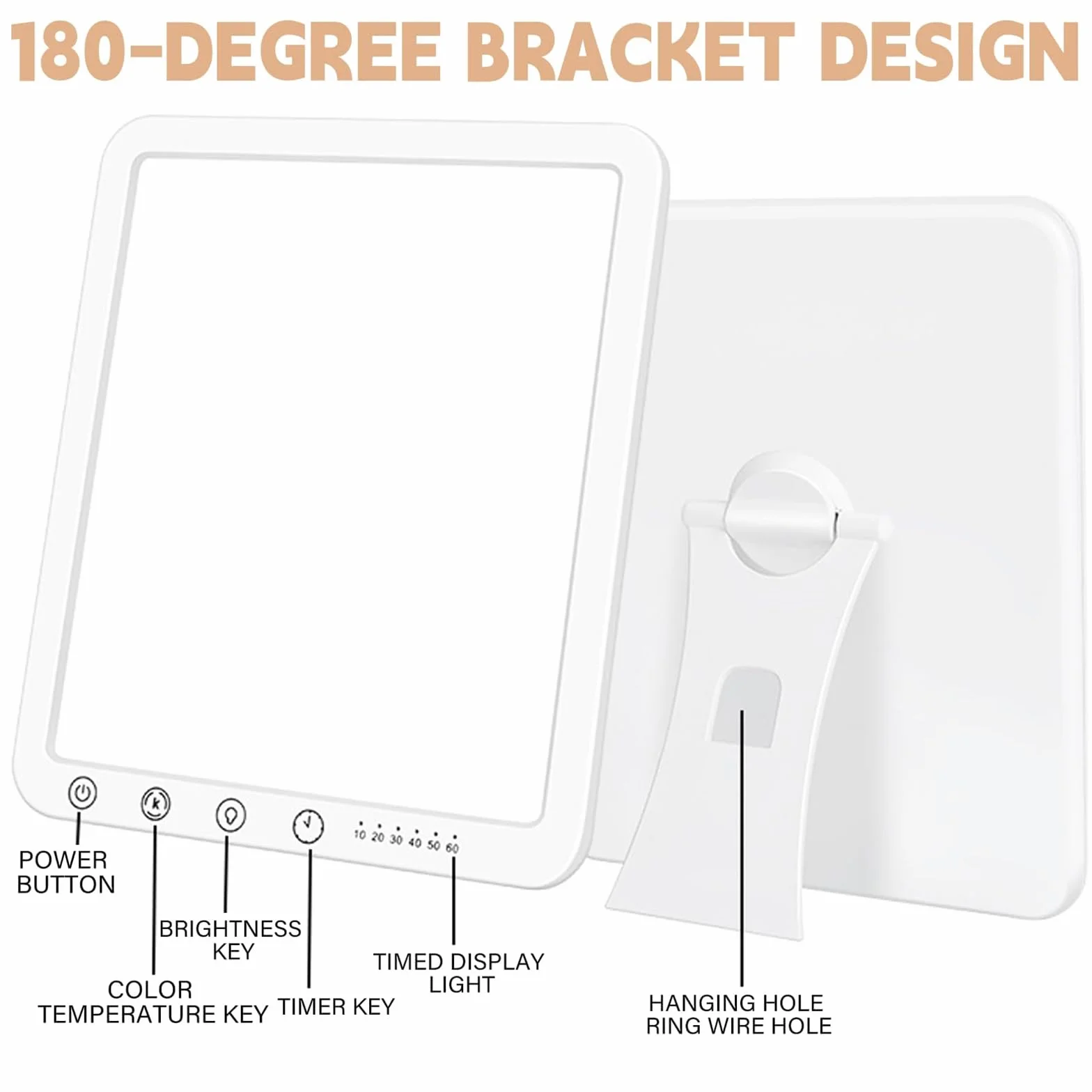 BAIFULAI Lampa dzienna 15000 Lux, lampa do terapii światłem bez UV, LED Daylight, 3 temperatury barwowe, 4 poziomy jasności, timer, sterowanie dotykowe