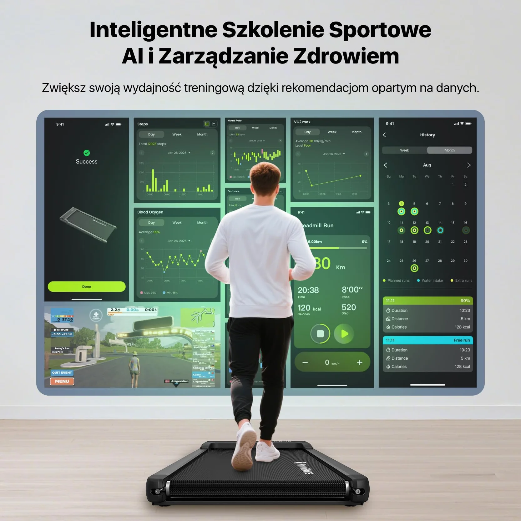 Mobvoi Bieżnia do Chodzenia pod Biurko - Przenośna i Kompaktowa do Domu/Biura, z Pilotem, Nośność 120kg, Prędkość Regulowana 2-6 km/h