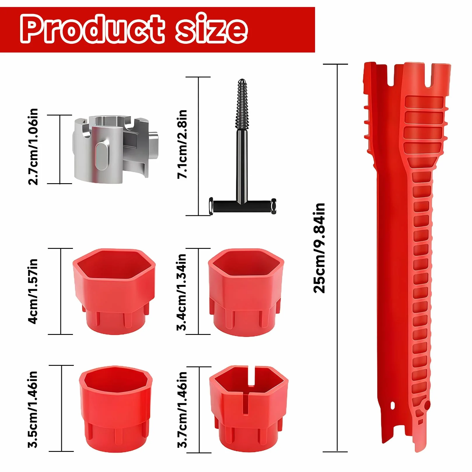 Zestaw kluczy hydraulicznych 12 w 1, wielofunkcyjny klucz do zlewu i kranu z ergonomicznym antypoślizgowym uchwytem