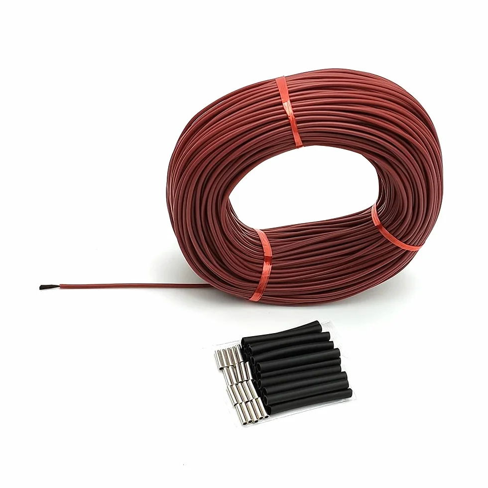 Przewód grzejny Funien, φ3 mm, 12 K, 33 Ω, przewód grzejny z włókna węglowego, 200 °C, przewód grzejny podłogowy, ciepły, wykonany z gumy silikonowej, wysoka temperatura