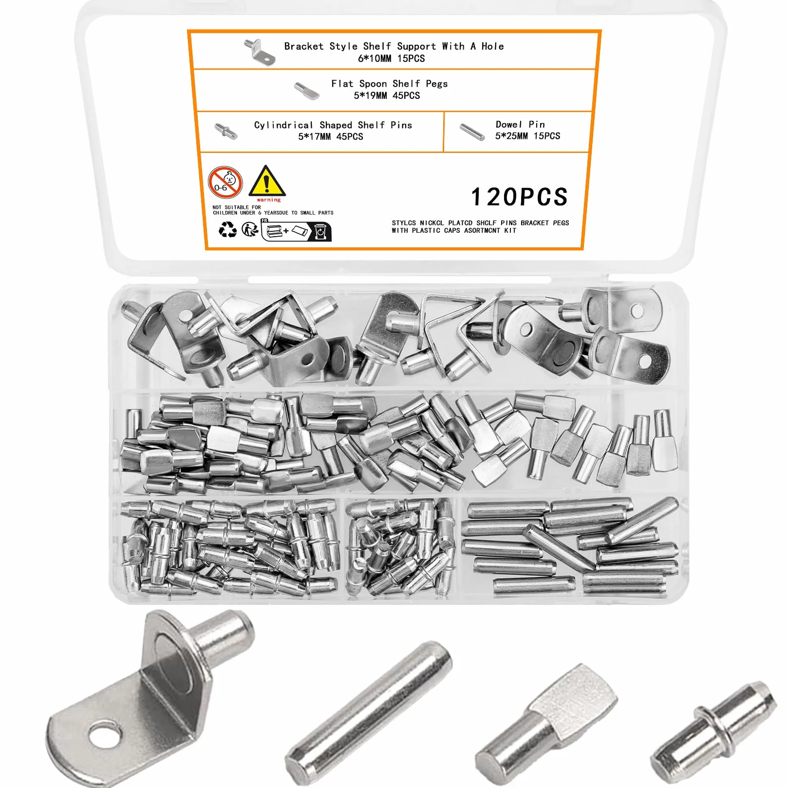Szczeble Stojaki Półkowe 5 mm 6 mm Szpilki do Półek Szafek, 4 Style