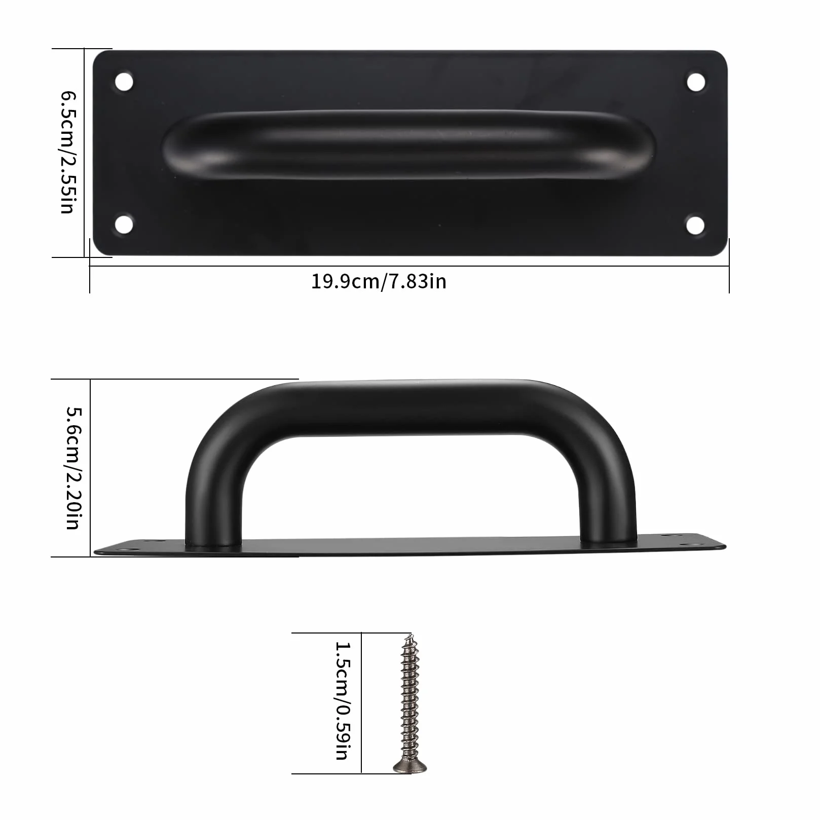 Uchwyty ze stali nierdzewnej z tylną płytą do drzwi i szafek (200 x 65 mm)