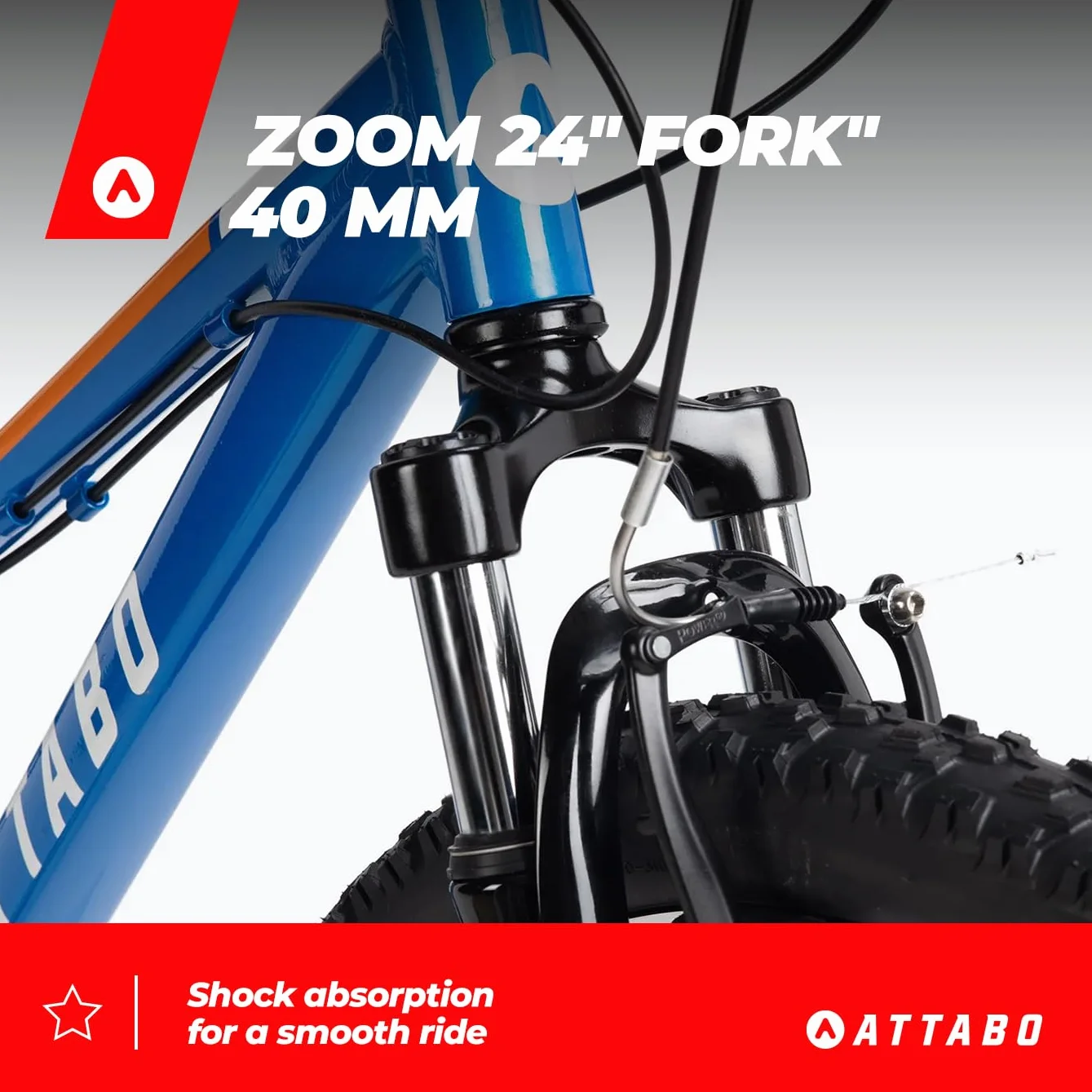 ATTABO MTB JR rower górski z aluminiową ramą, 12", rower dziecięcy z kołami 24" z akcesoriami, ergonomiczna kierownica V-Brake, regulowane siodełko, 8-biegowa przerzutka łańcuchowa
