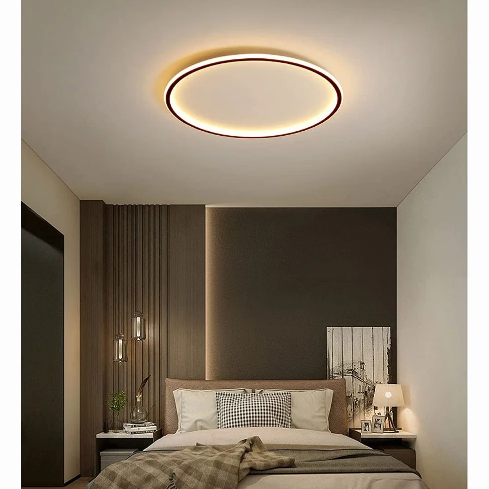 Lampa Sufitowa LED Ultra-cienka Okrągła Akrylowa Trójkolorowa Ściemniana do Salonu Sypialni