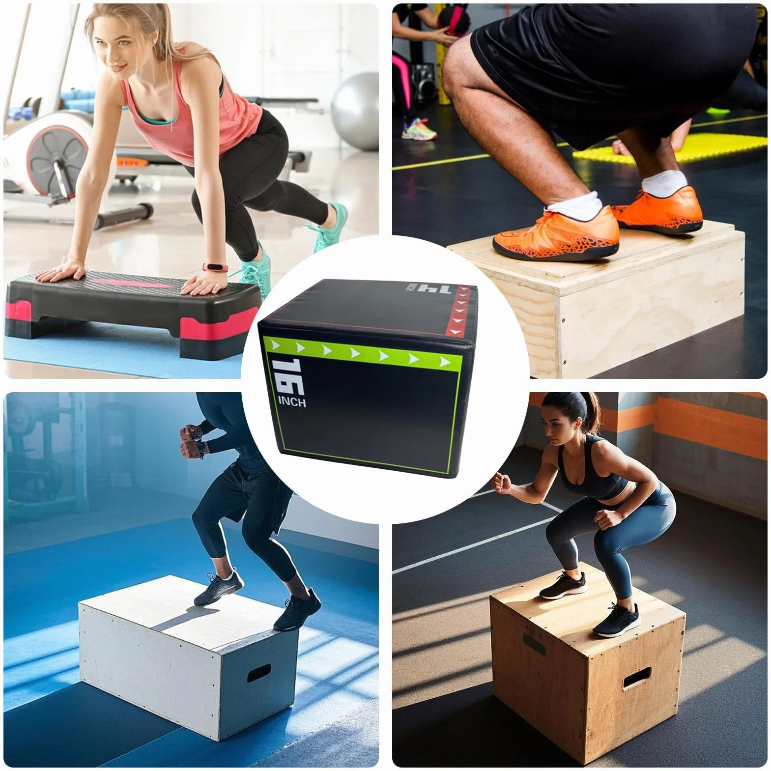 Plyometric Jump Box – odporny na wstrząsy pojemnik Step Up Box do treningu, gąbka EPE z odporną na zużycie osłoną, stabilny sprzęt fitness do treningu siłowego, cardio i skoków w domu lub na siłowni