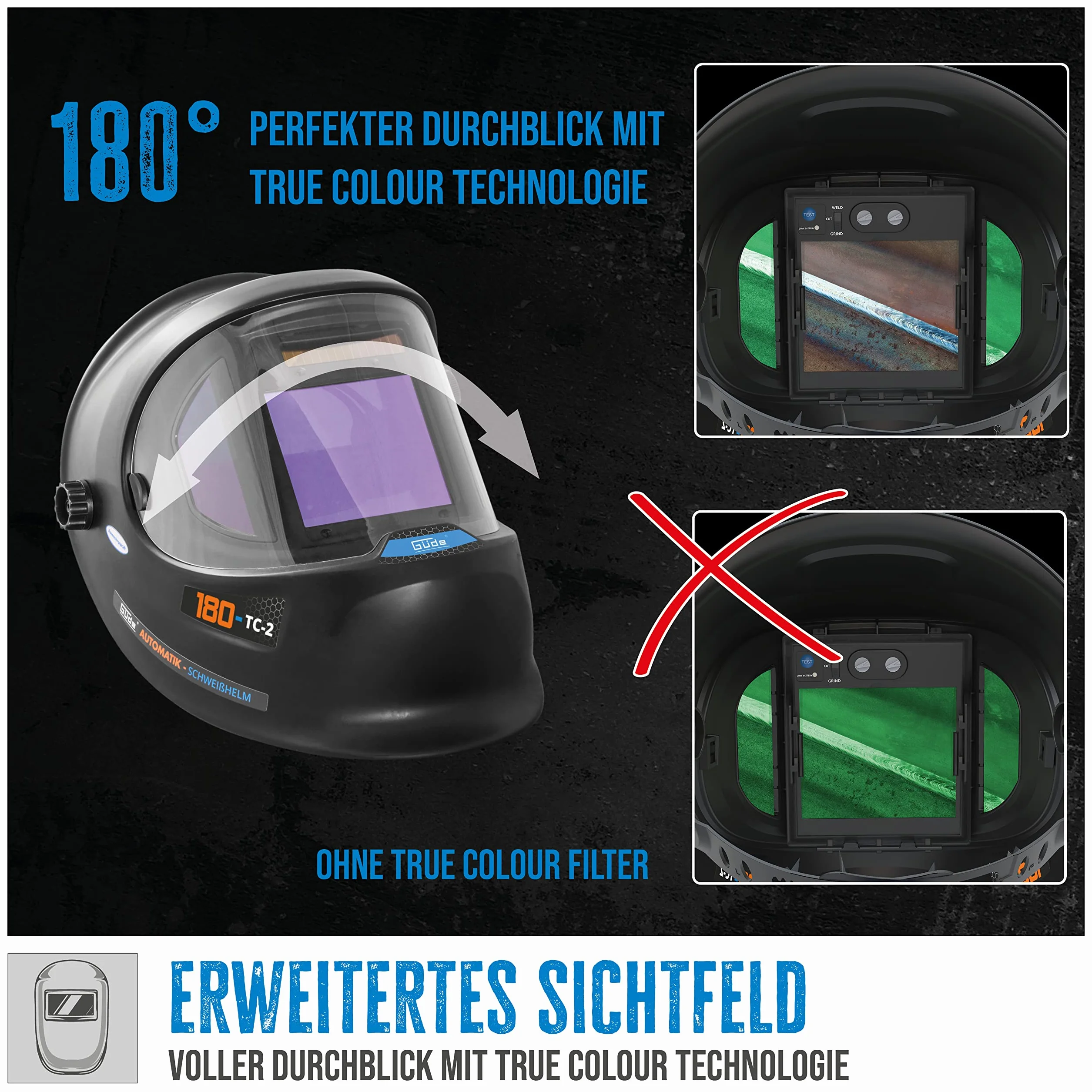 Güde GSH 180-TC-2 automatyczny kask spawalniczy czarny