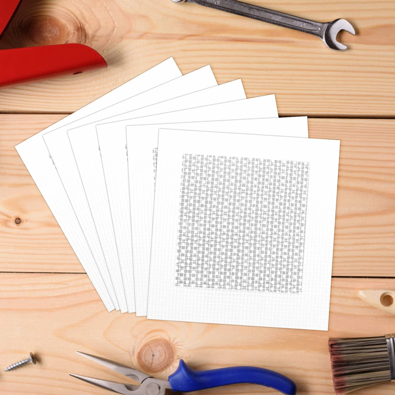 Aluminiowy samoprzylepny zestaw naprawczy płyt kartonowo-gipsowych 9 szt. 10x10 cm biała