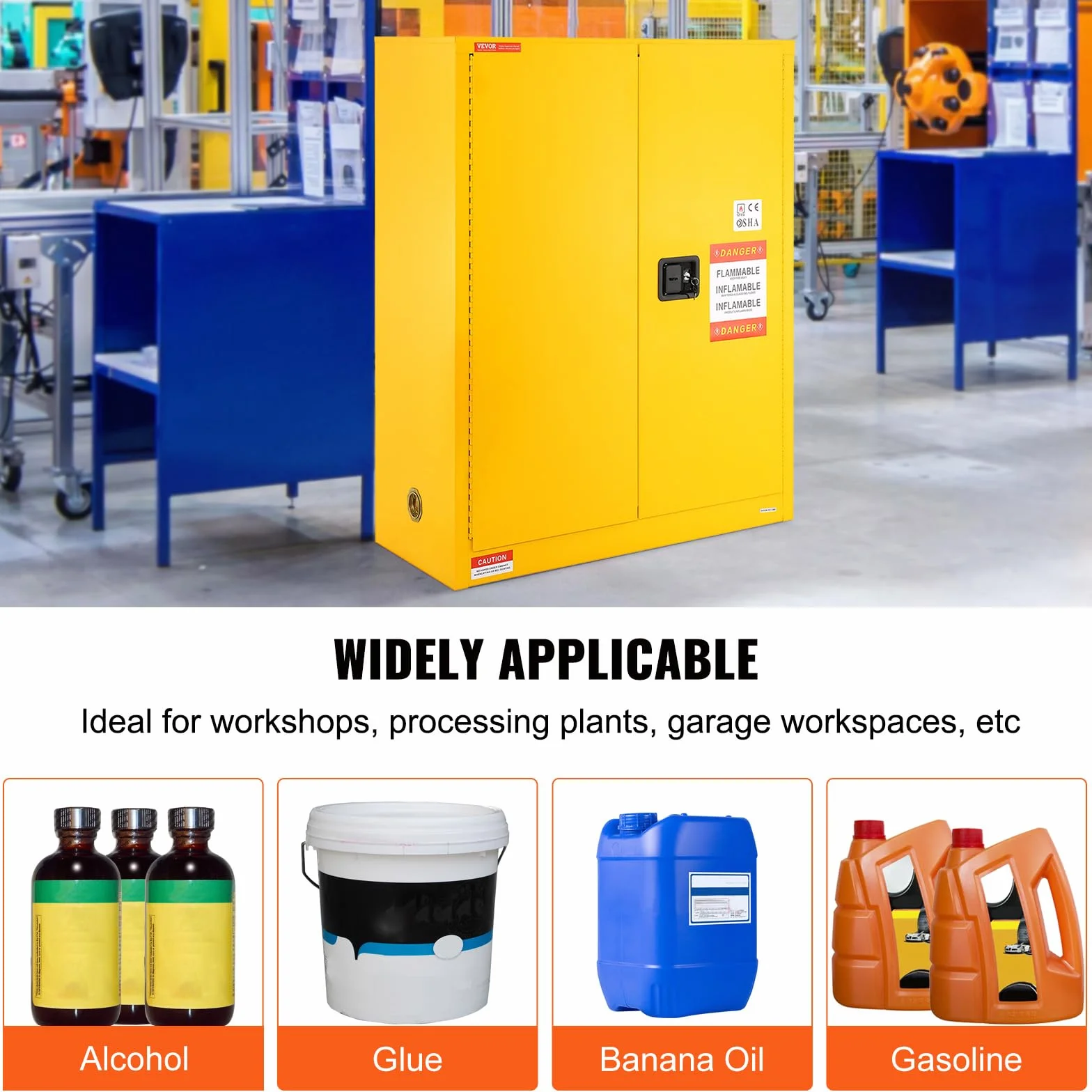 VEVOR Szafka bezpieczeństwa na produkty łatwopalne 113,6 l 109,5 x 46 x 127,3 cm ognioodporna stal walcowana na zimno