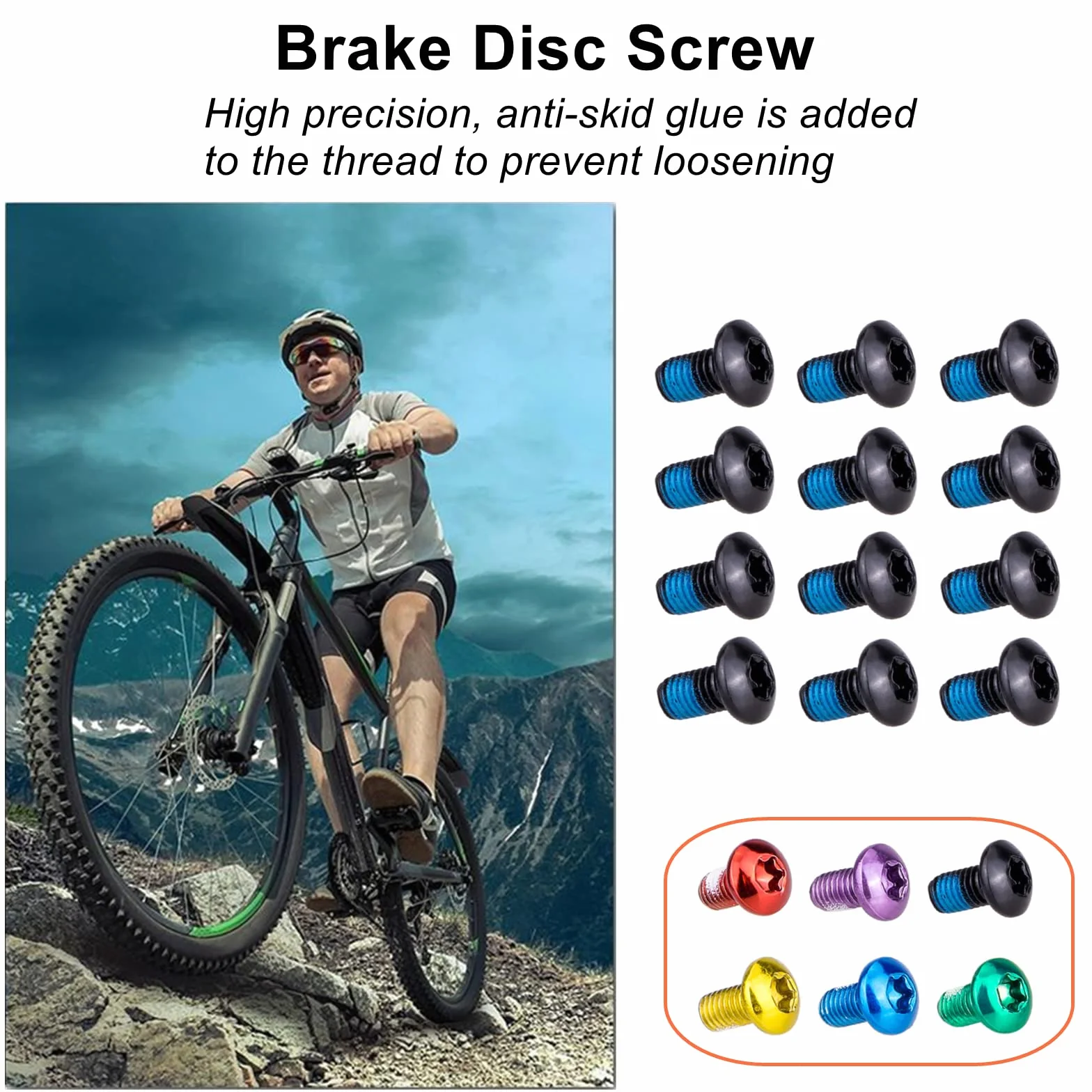 śruby do tarcz hamulcowych do roweru, 12 sztuk M5 x 10 mm Eloksowane śruby do tarcz hamulcowych rowerowych, śruba T25 do tarczy rowerowej dla MTB, roweru szosowego, roweru górskiego (czarne)