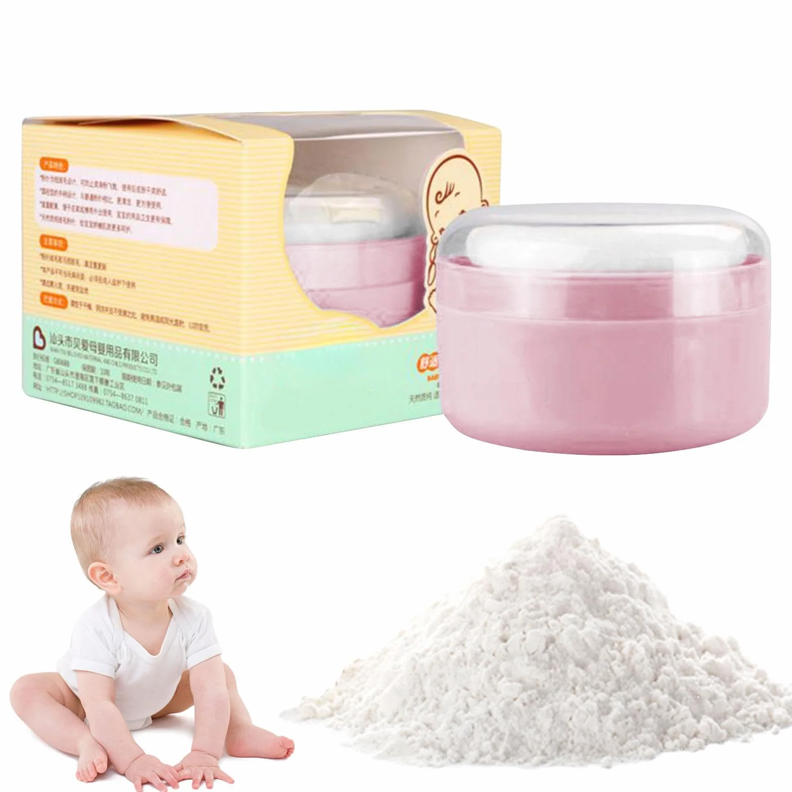 Baby Powder Container With Puff, Kids Talcum Storage Box, After-Bath Body Powder Case, Portable Container For Beach, Travel, Home Use, 3.54x3.54x2.36 Inches
