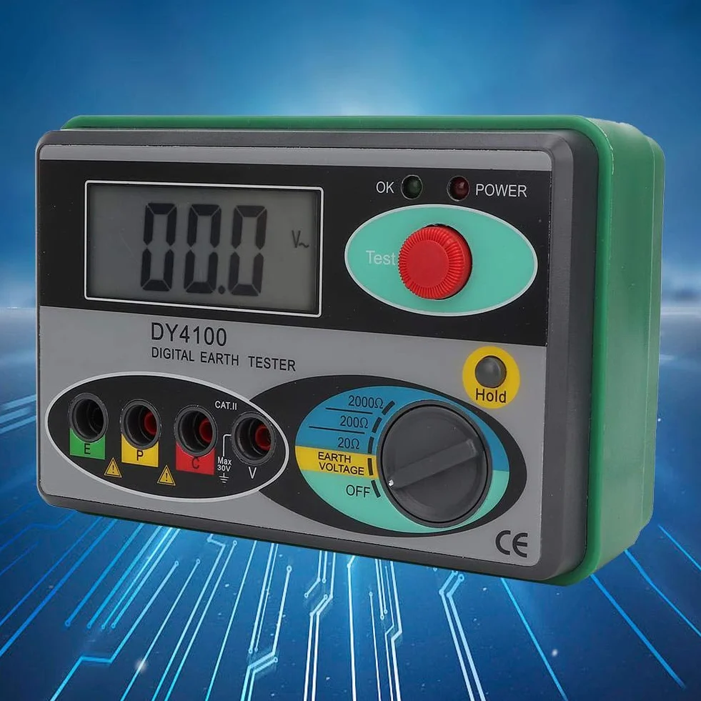 Tester rezystancji uziemienia Tester rezystancji uziemienia Megaomomierz Miernik Zmierz wyświetlacz LCD Cyfrowy ekran z torbą (cyfrowy wyświetlacz DY4100)