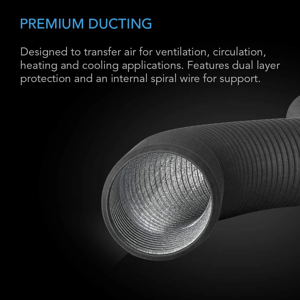 AC Infinity Elastyczny przewód aluminiowy 100 mm 2,5 m czterowarstwowa ochrona