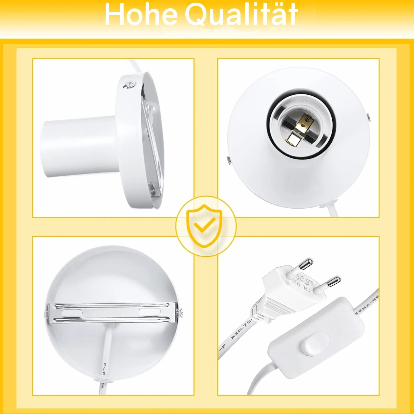 Oprawa lampy E27 z przełącznikiem biała przewód 1,8 m pierścień śrubowy DIY zawieszenie