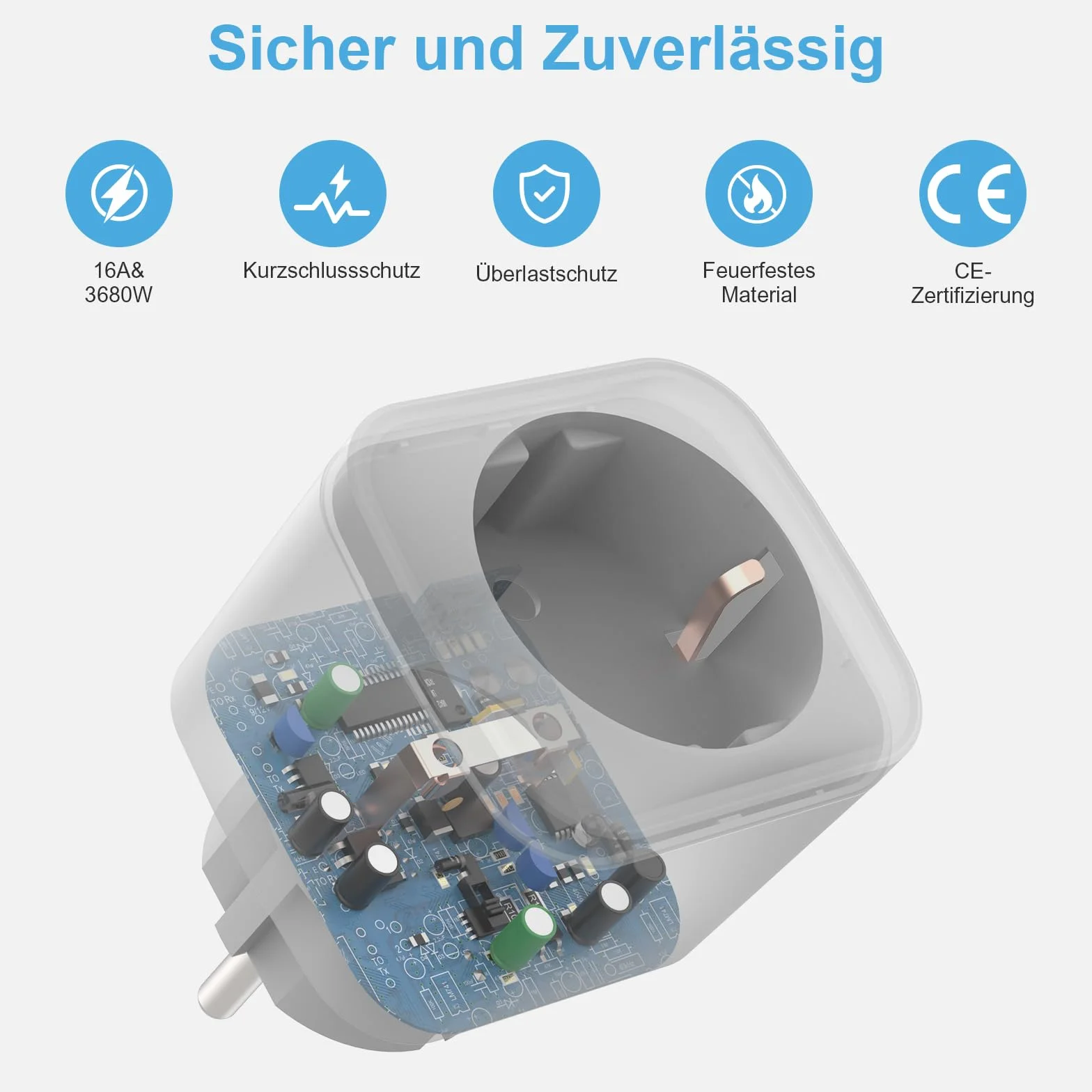 EIGHTREE Smart Plug 16A 3680W z miernikiem zużycia energii WiFi 2,4 GHz kompatybilny z Alexa Google Assistant