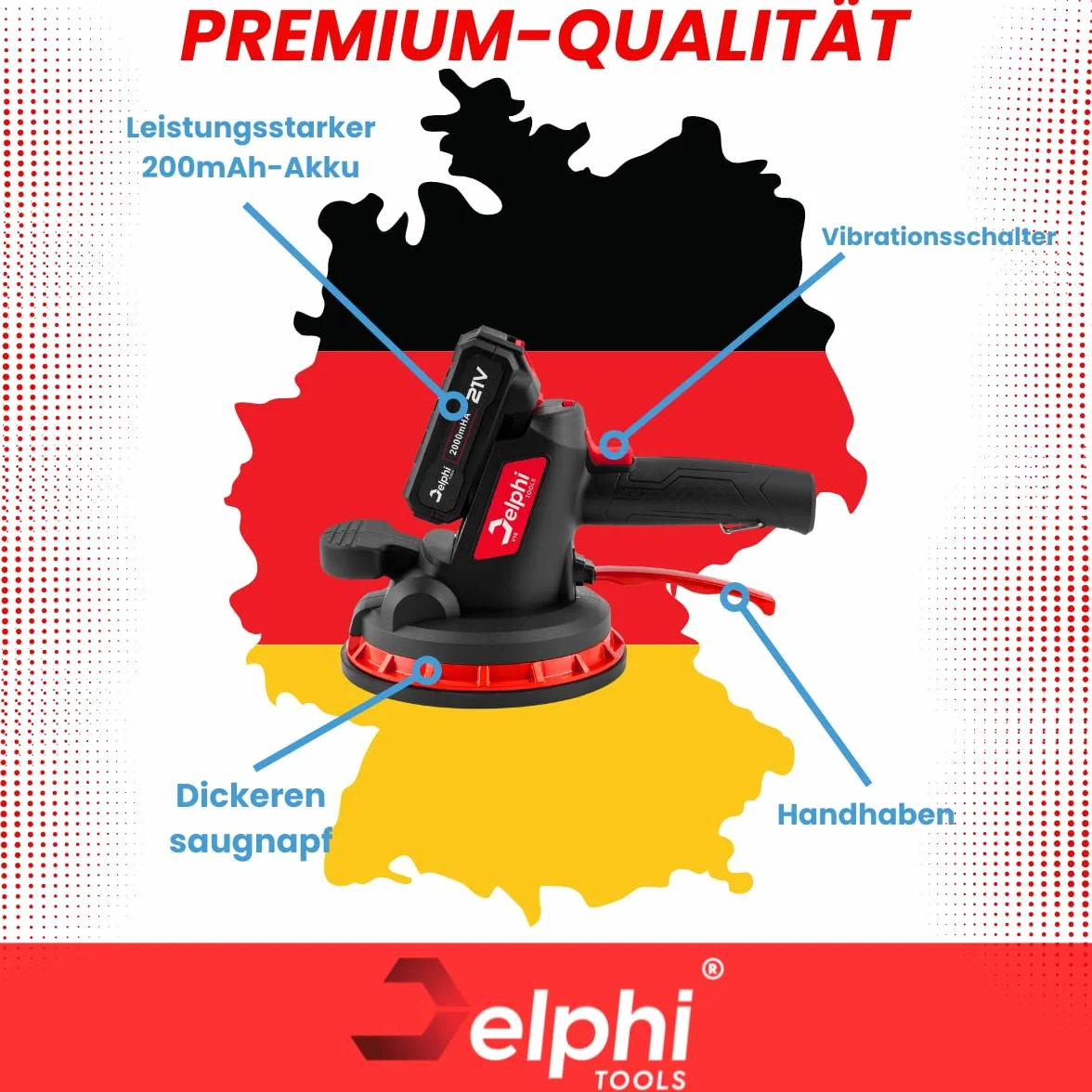 Delphi Maszyna do glazurowania 250 kg 6 stopni prędkości ręcznie prowadzony 2000 mAh 18 cm