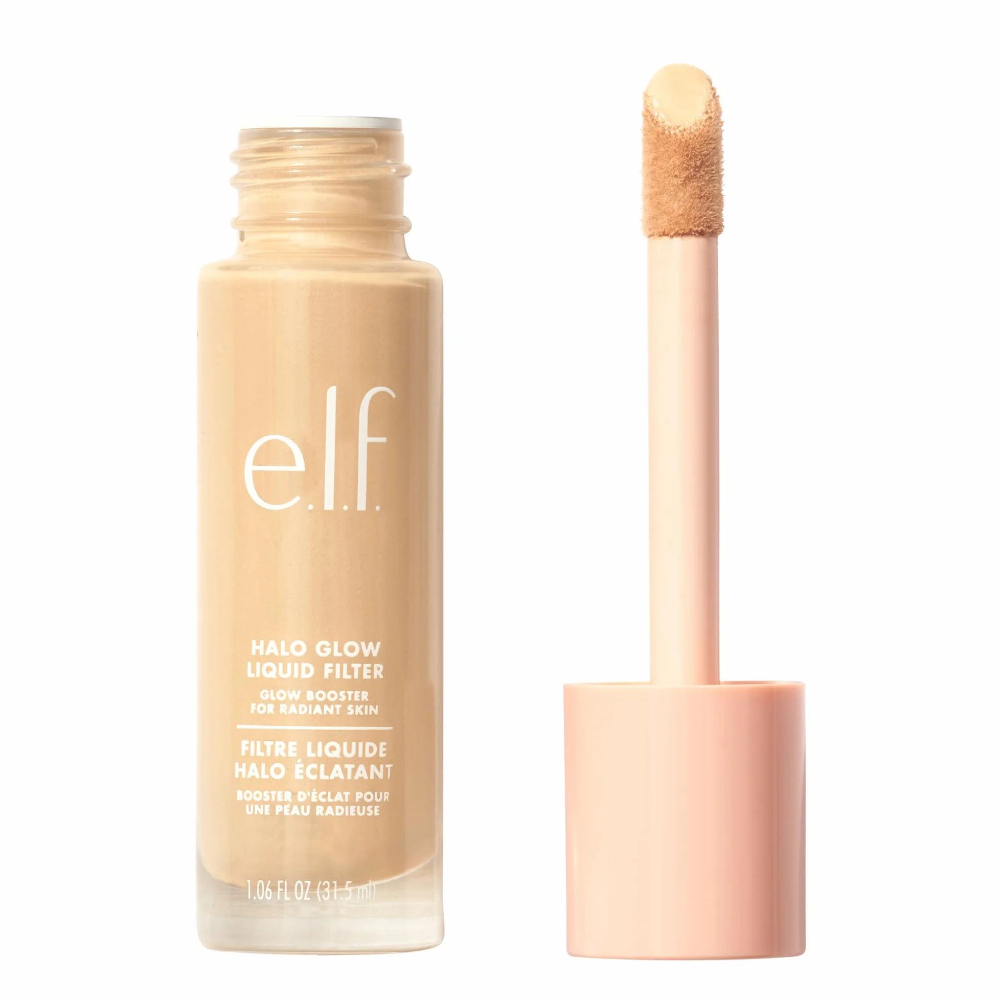 E.l.f. Halo Glow płynny filtr, wzmacniacz cery dla świecącego, miękkiego ostrości, nasycony kwasem hialuronowym, wegański i pozbawiony okrucieństwa, 0,5 jasny