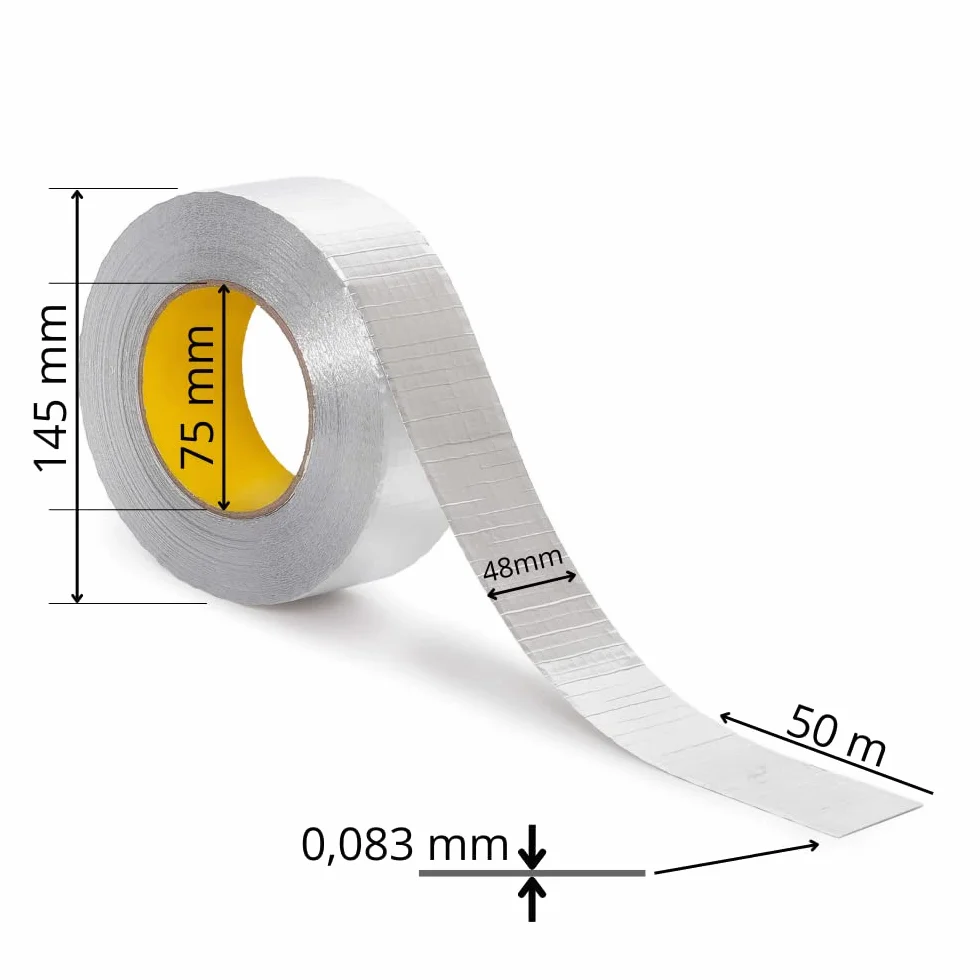 Alutape Wzmocniona taśma aluminiowa z tkaniny z włókna szklanego 48mm x 50m