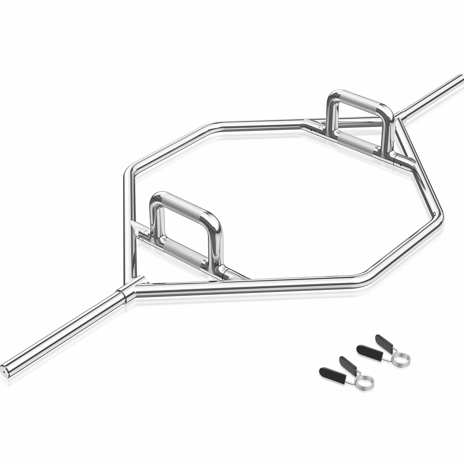 COSTWAY Trap Bar, sześciokątna sztanga hantlowa z 2 zamkami sprężynowymi, sztanga hex bar 25mm, obciążalność do 226kg, olimpijskie sztangi do przysiadów, martwego ciągu, unoszenia ramion