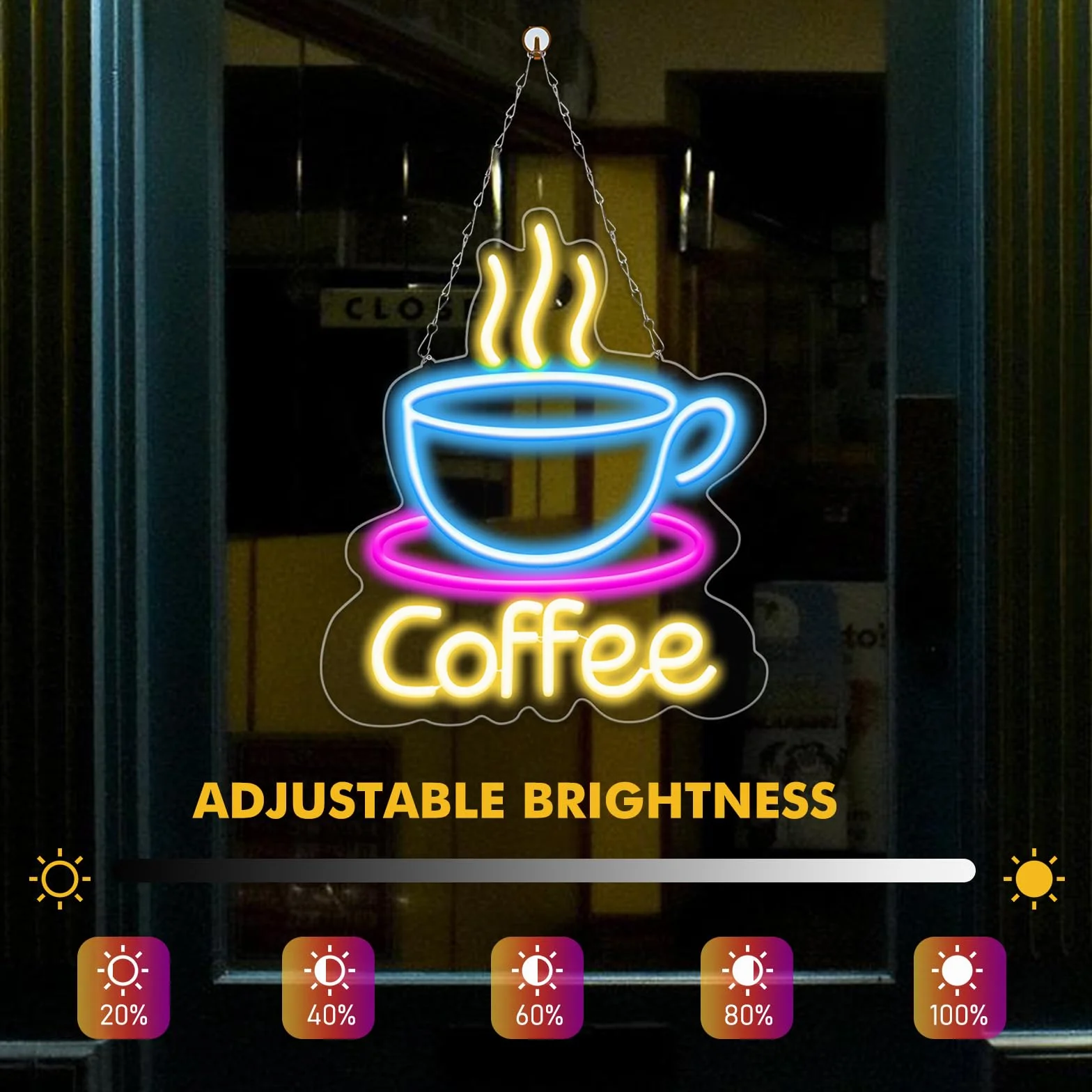 Neonowy znak LED do kawy, lampka nocna, świecąca litera do restauracji