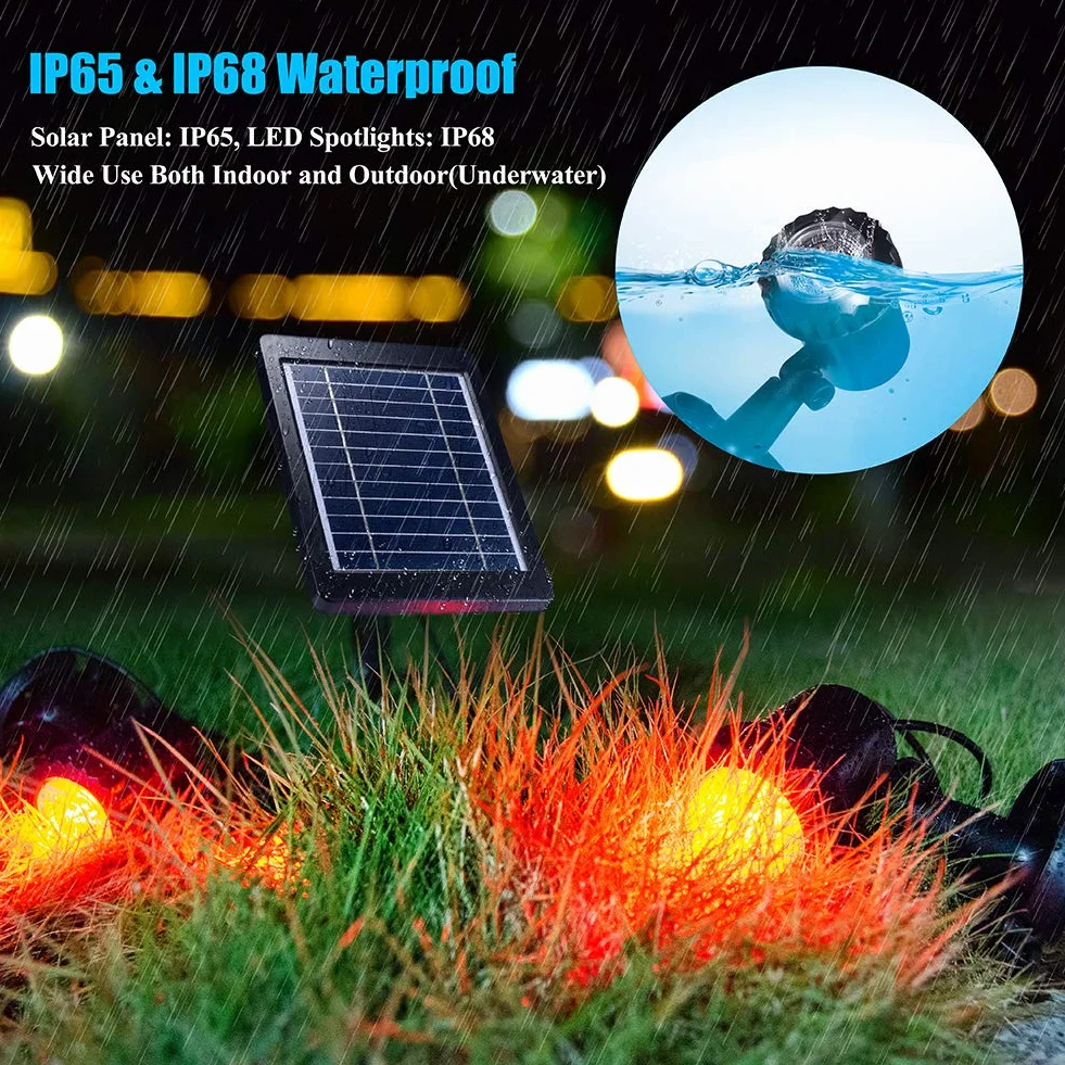 PChero Solarne oświetlenie stawowe zanurzalna lampa IP68 do stawu ogrodu